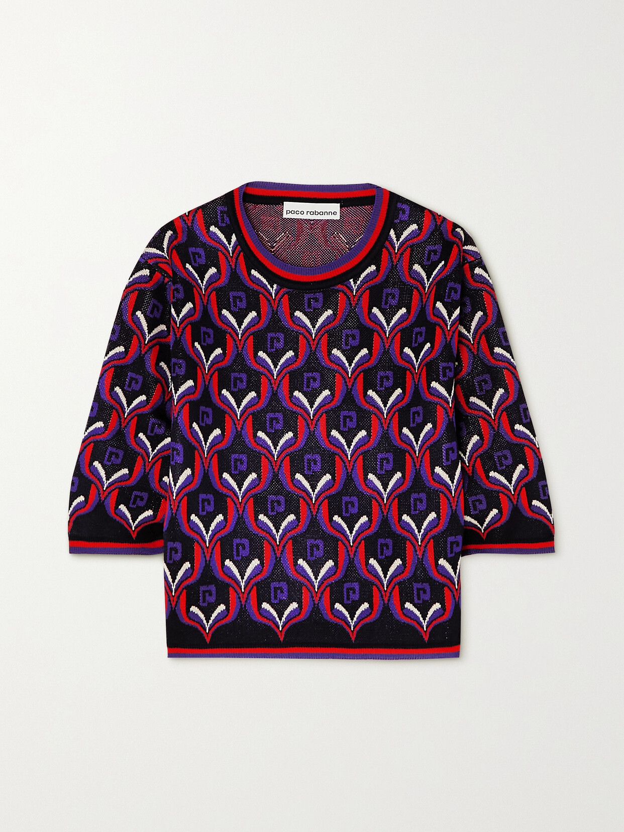 Paco Rabanne - Cropped Jacquard-knit Sweater - Purple