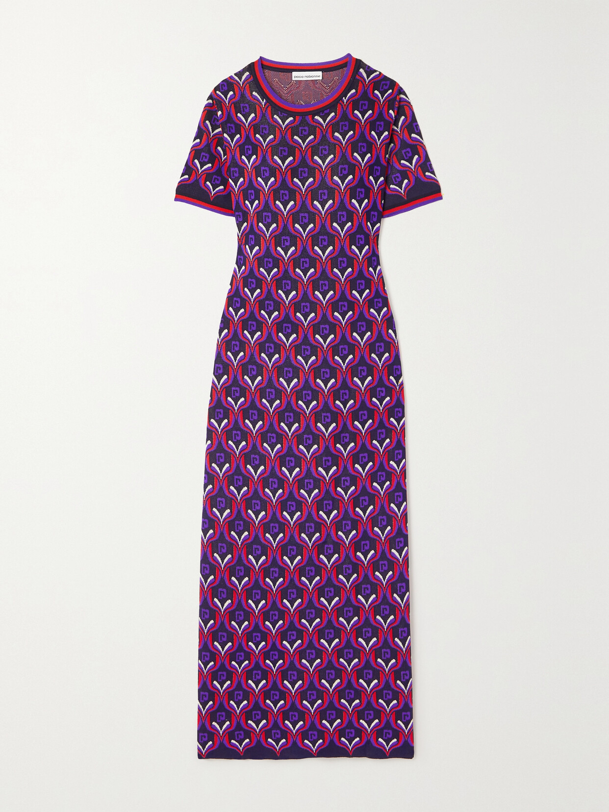 PACO RABANNE JACQUARD-KNIT MIDI DRESS