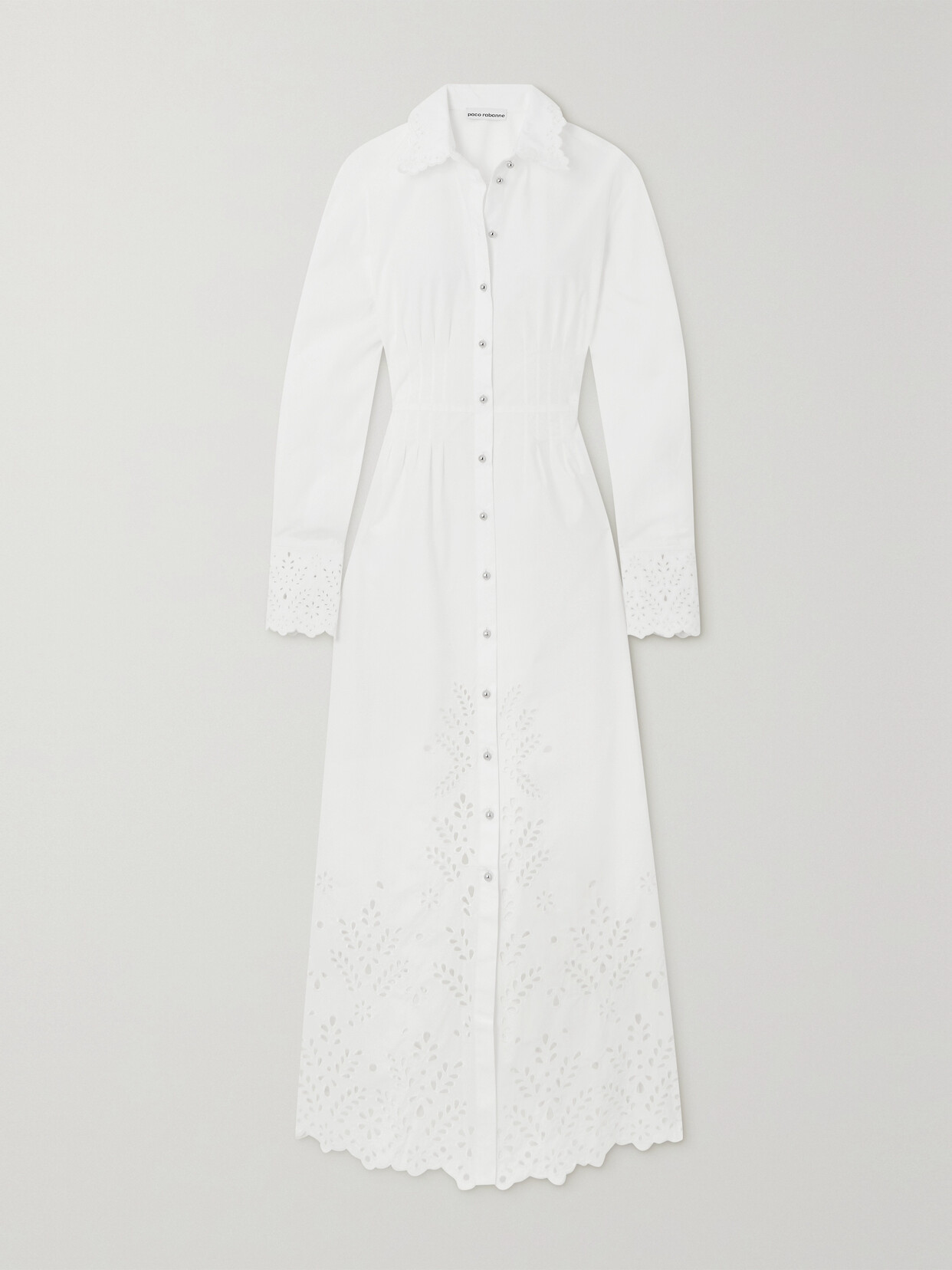 Rabanne - Broderie Anglaise Cotton-poplin Midi Shirt Dress - Off-white