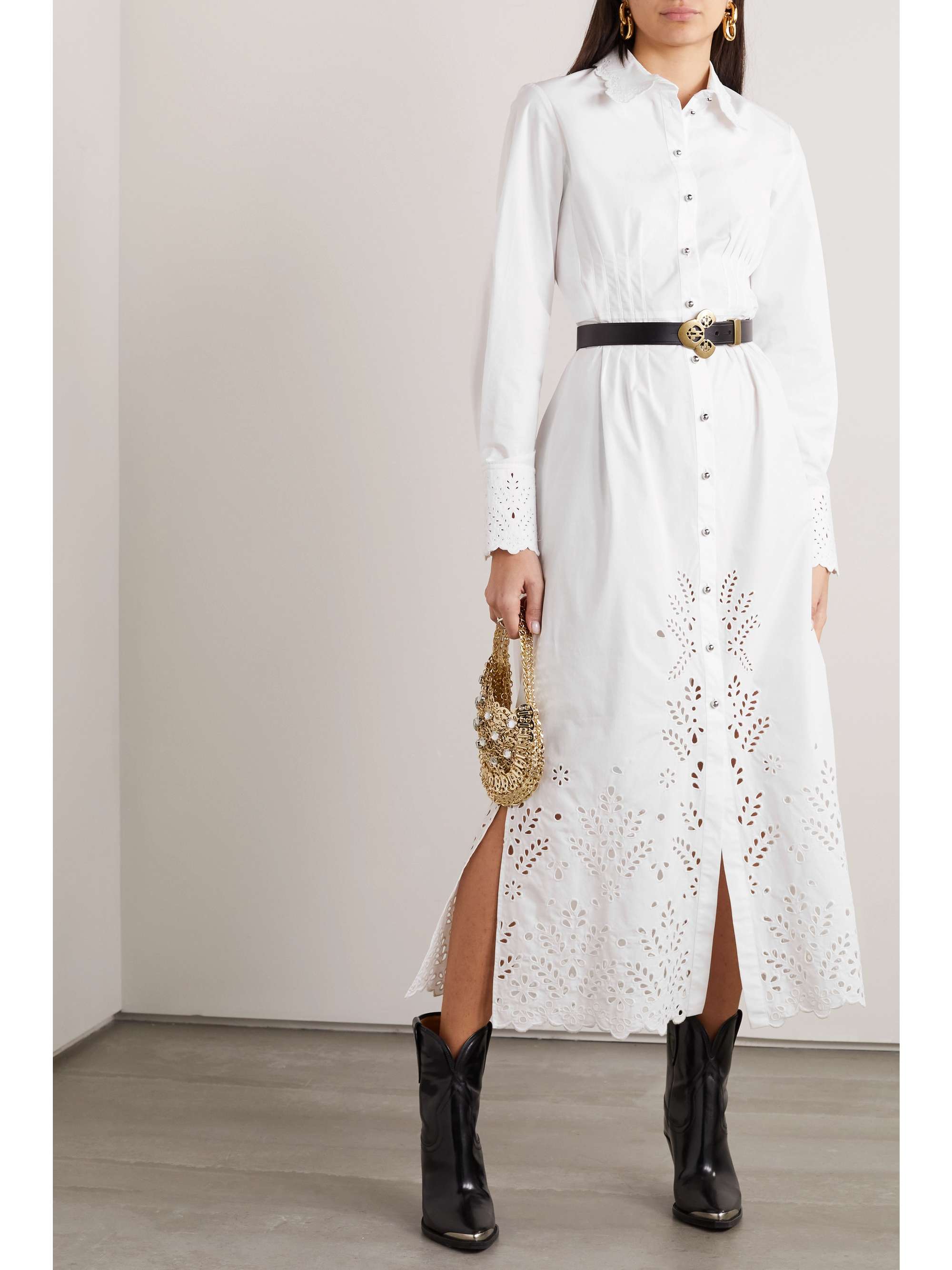 net-a-porter.com | Broderie anglaise cotton-poplin midi shirt dress