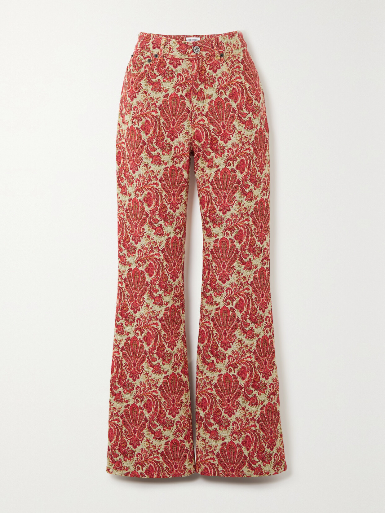 Rabanne Floral-jacquard Straight-leg Pants - Red