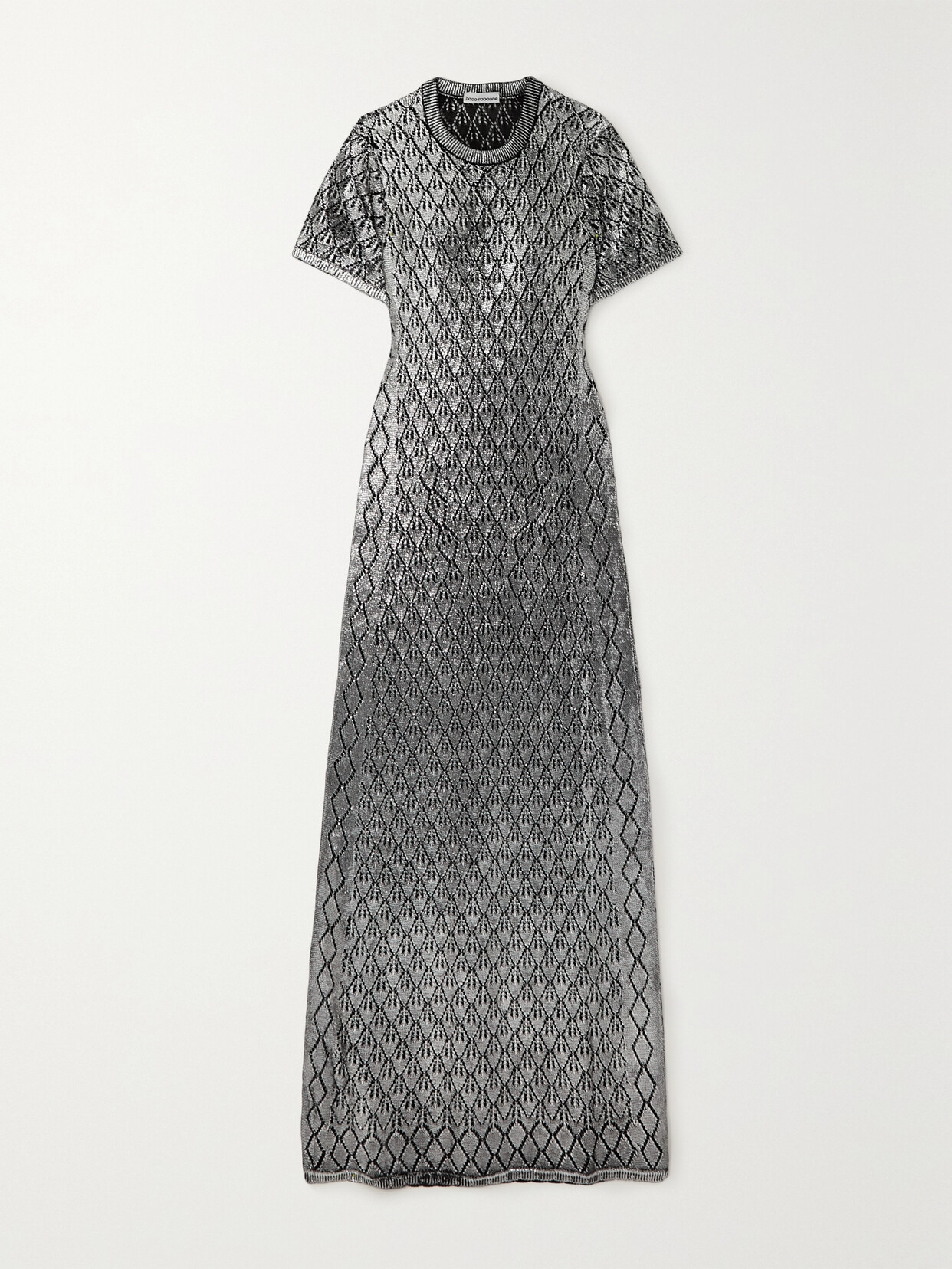 Paco Rabanne - Metallic Pointelle-knit Maxi Dress - Black