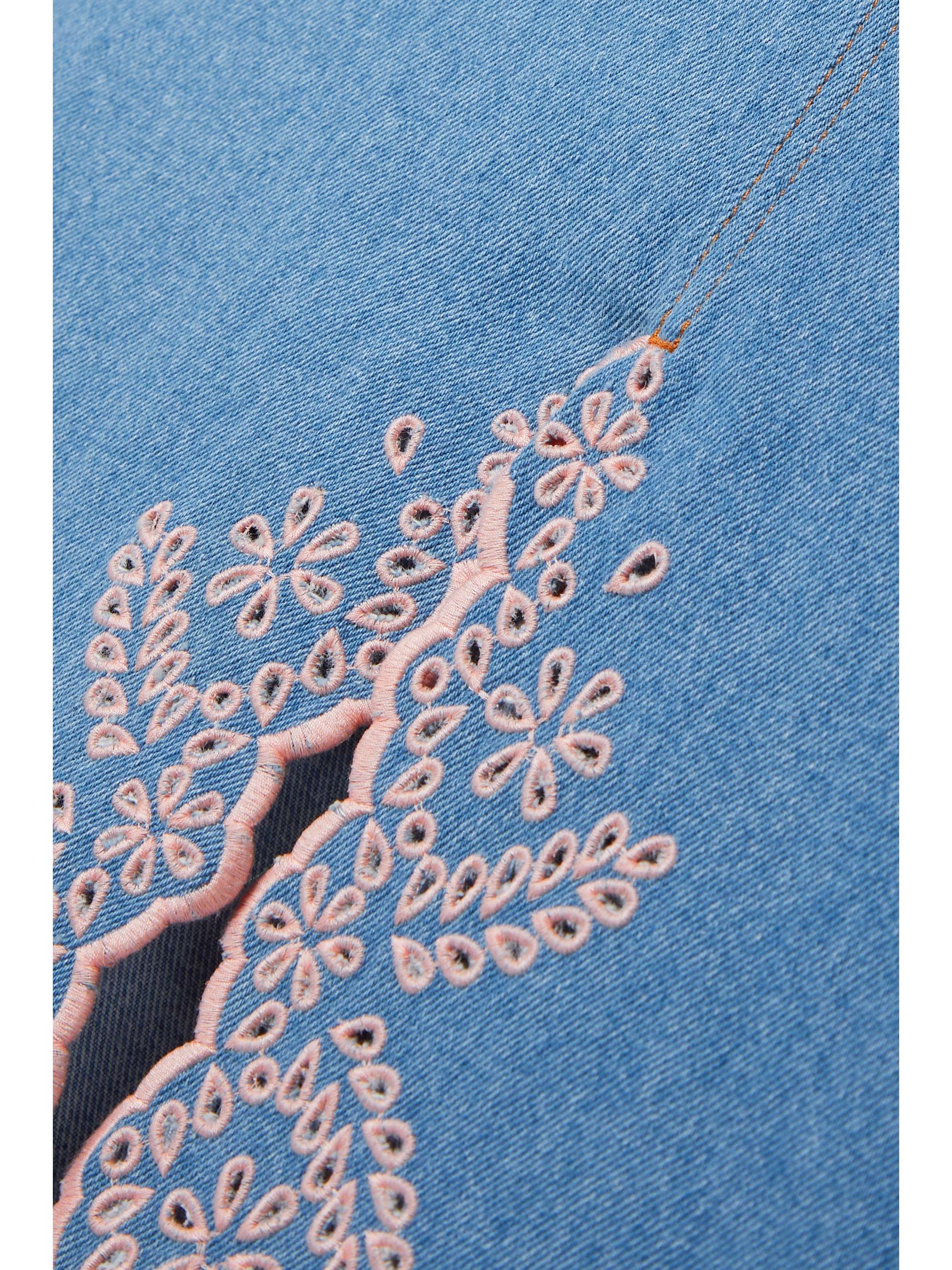 PACO RABANNE Broderie anglaise denim midi skirt