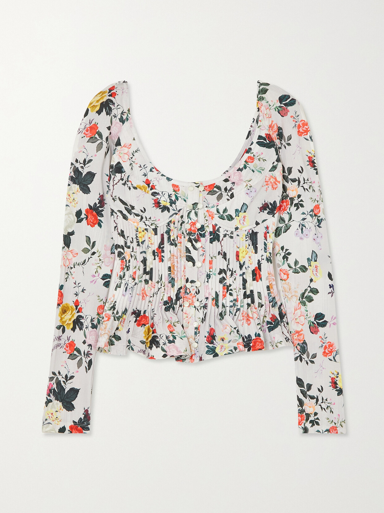 Paco Rabanne - Shirred Floral-print Stretch-jersey Blouse - Ivory