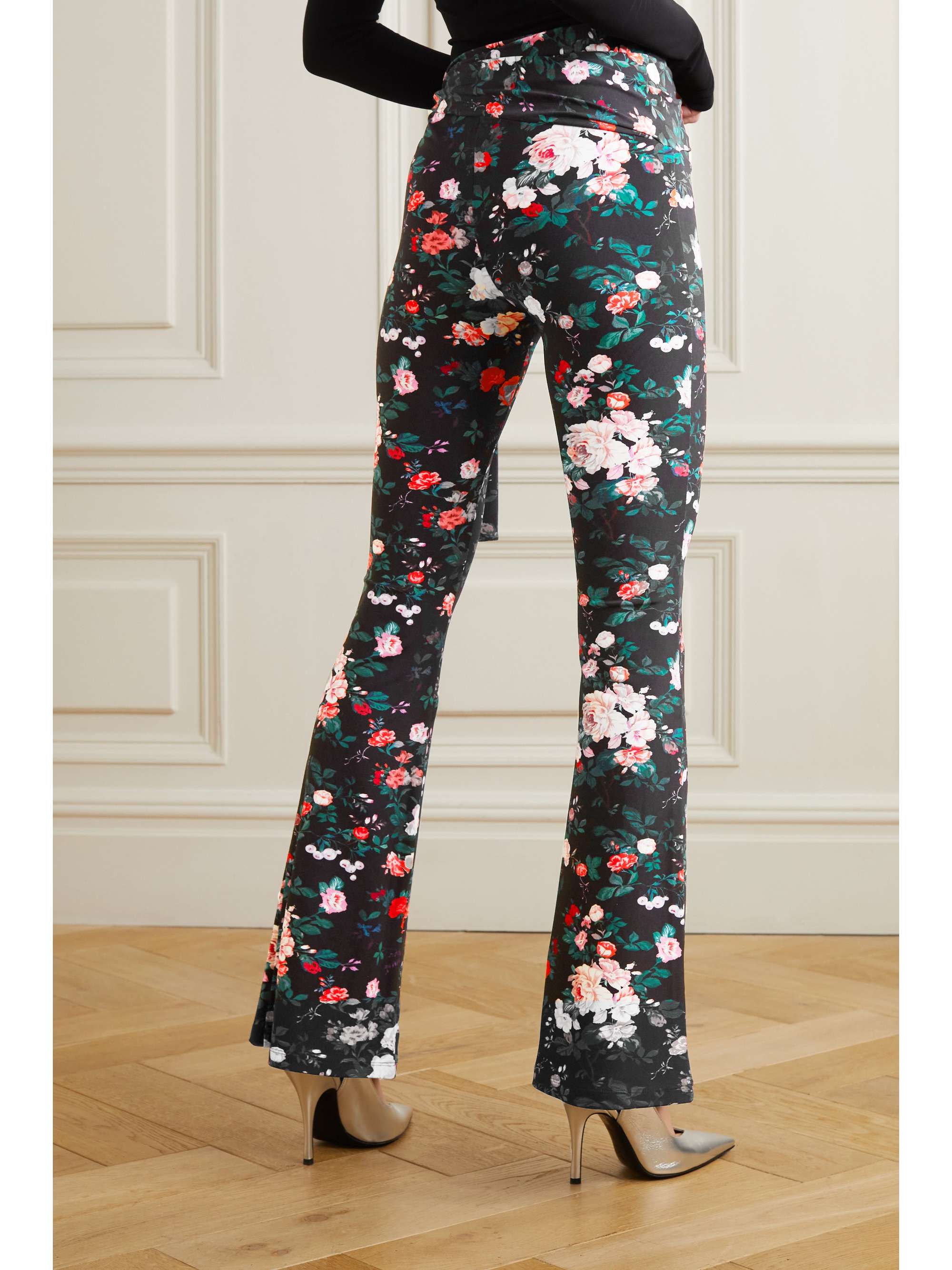 PACO RABANNE Floral-print stretch-jersey flared pants