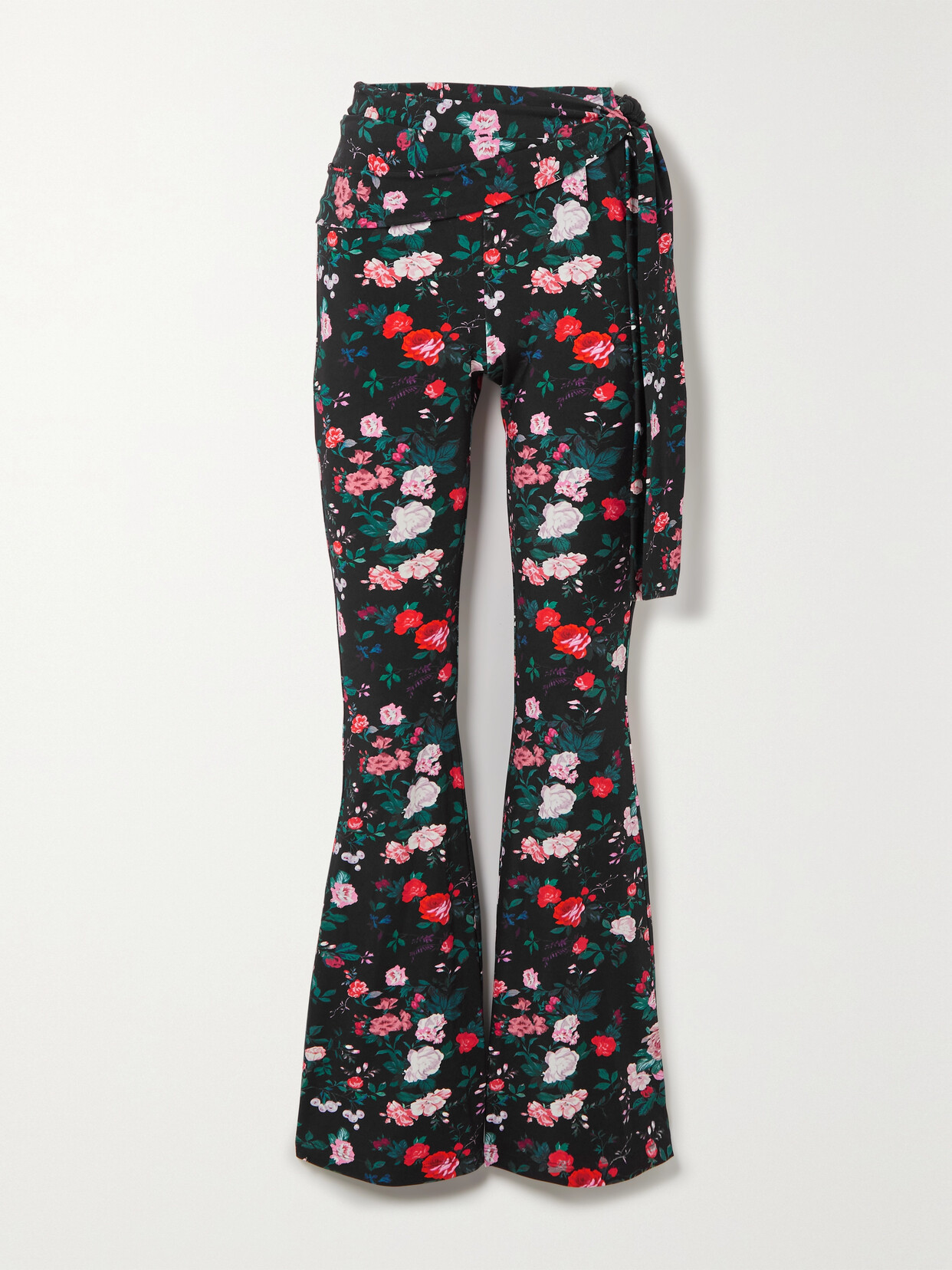 Rabanne Floral-print Stretch-jersey Flared Pants - Black
