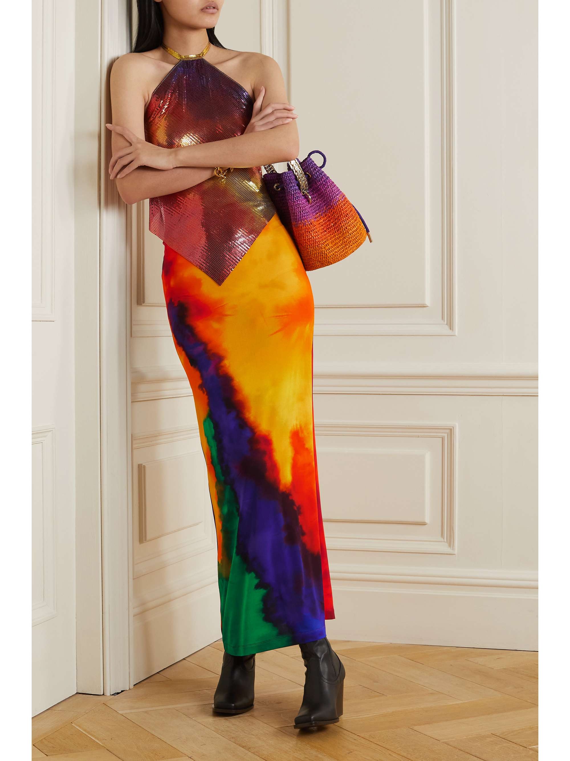 RABANNE Dégradé jersey maxi skirt