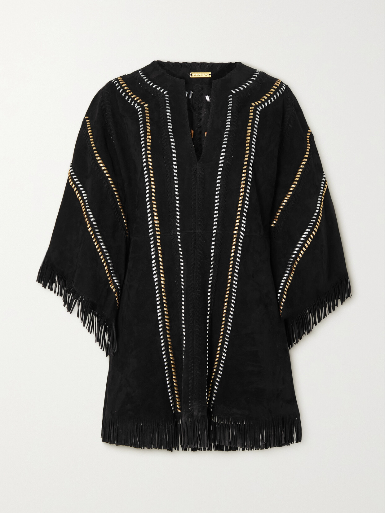 Dodo Bar Or - Leo Fringed Whipstitched Suede Tunic - Black