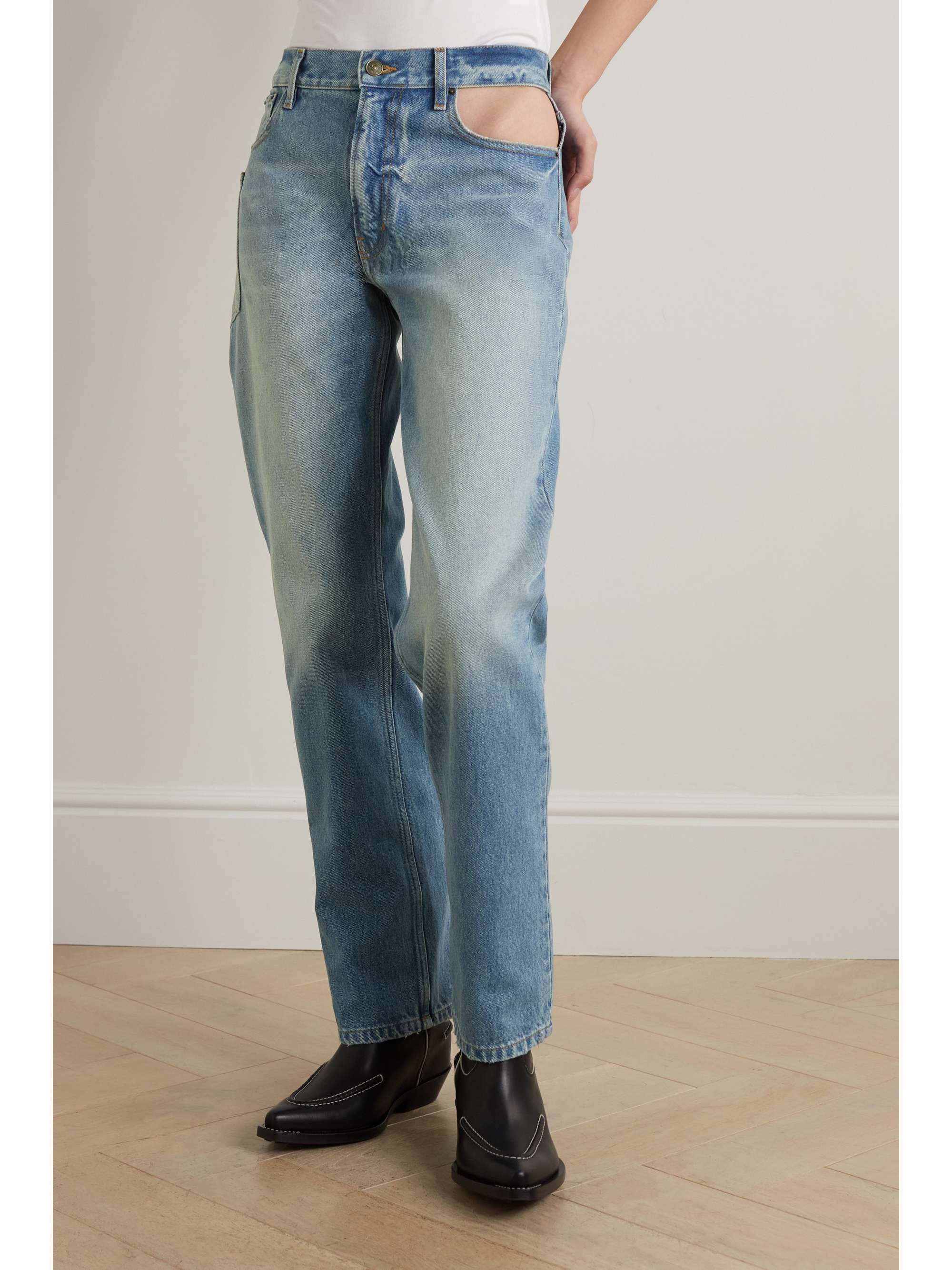 GAUCHERE Cutout low-rise straight-leg jeans
