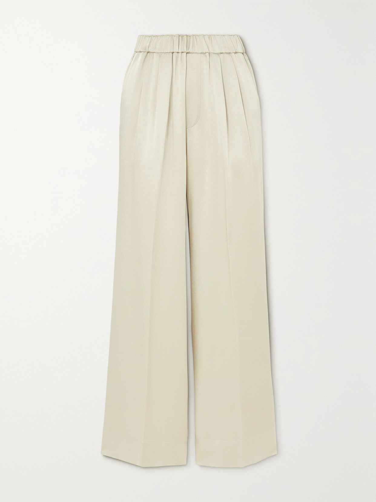 GAUCHERE - Pleated Satin Wide-leg Pants - Off-white