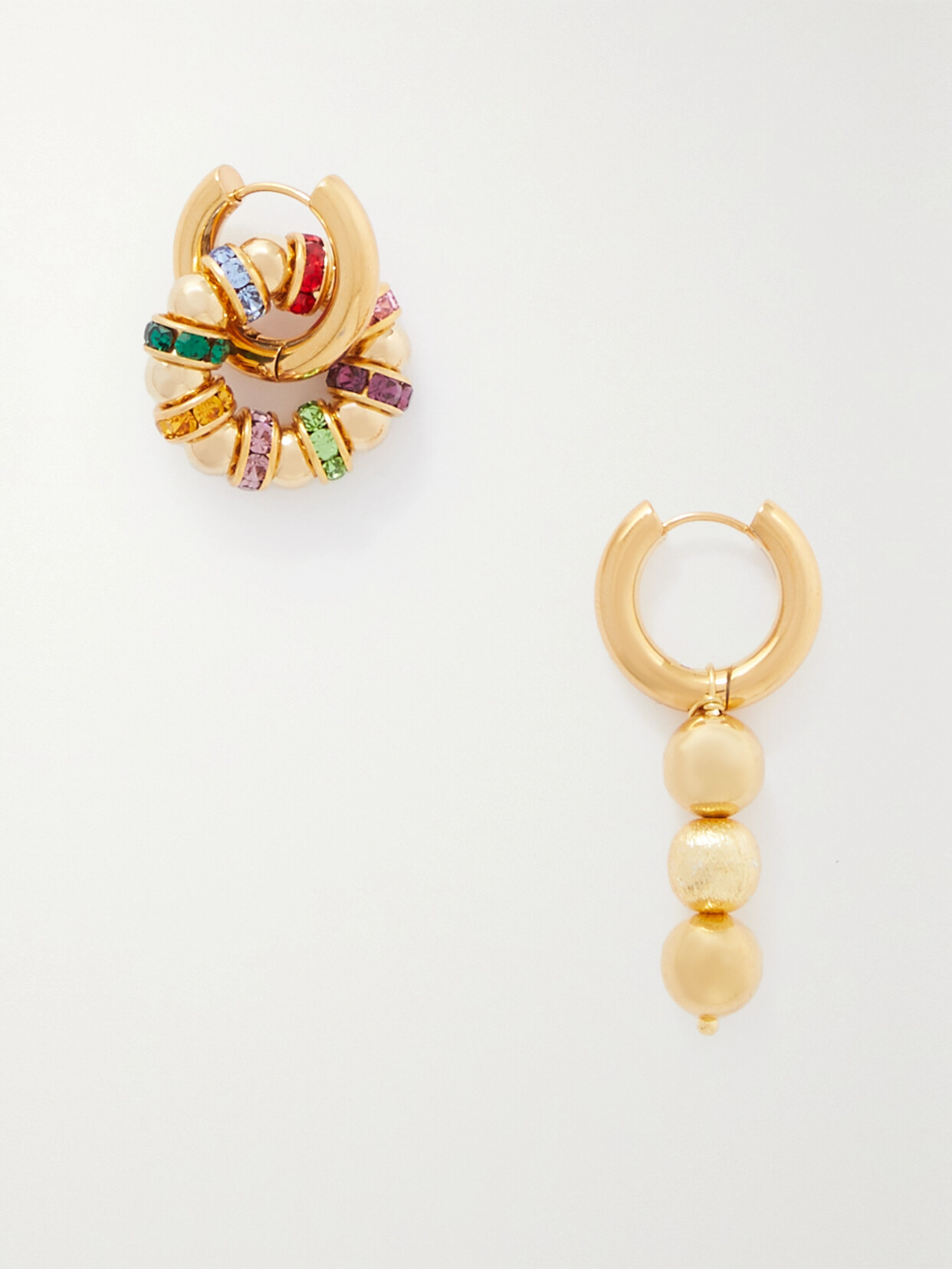 Timeless Pearly Gold tone Crystal Hoop Earrings One size