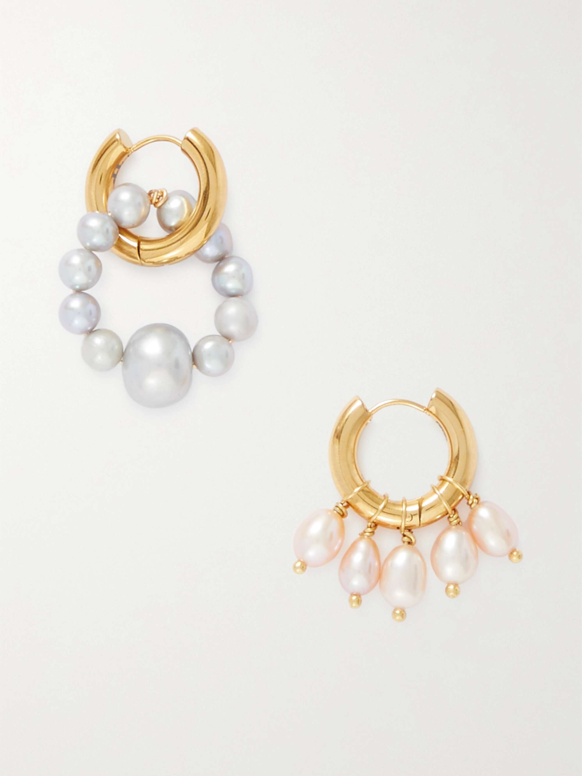 TIMELESS PEARLY Gold-plated pearl hoop earrings | NET-A-PORTER