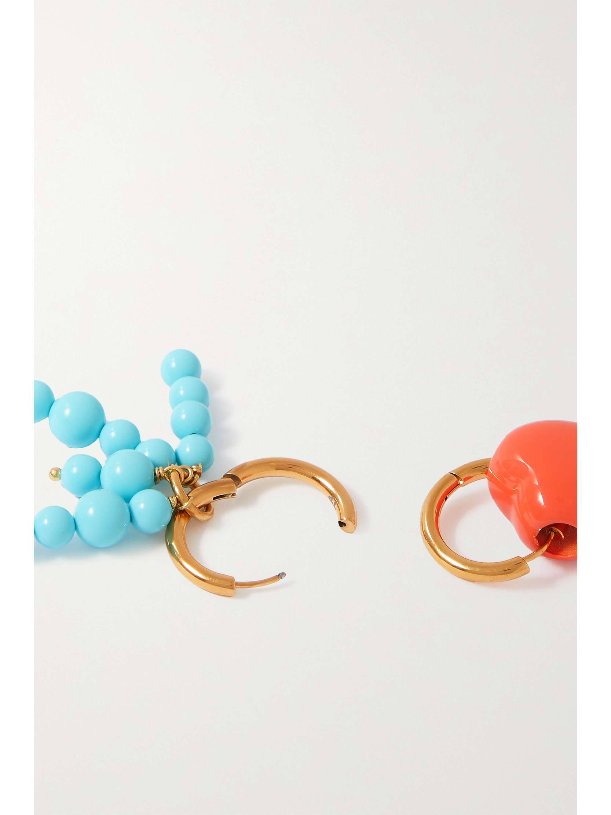 TIMELESS PEARLY Gold-plated, faux pearl and enamel hoop earrings