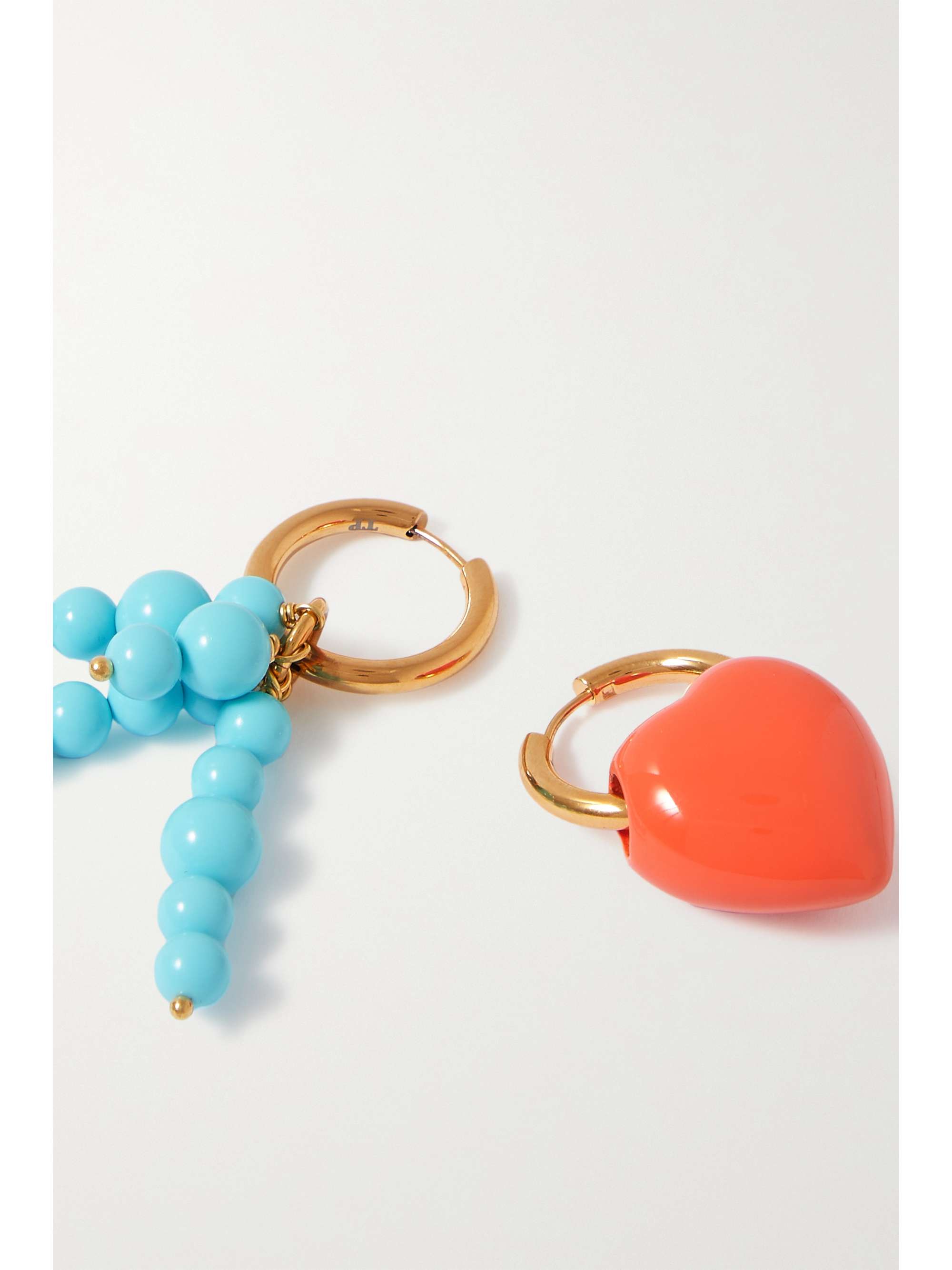 TIMELESS PEARLY Gold-plated, faux pearl and enamel hoop earrings
