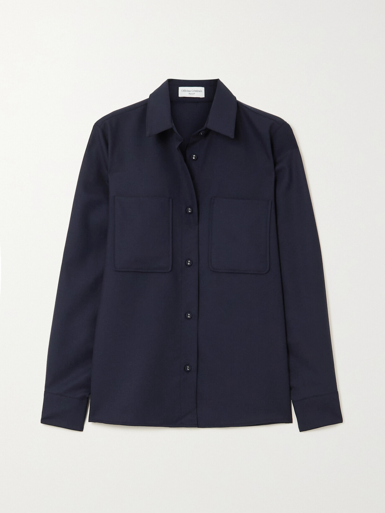 Officine Générale - Grain De Poudre Wool Shirt - Blue