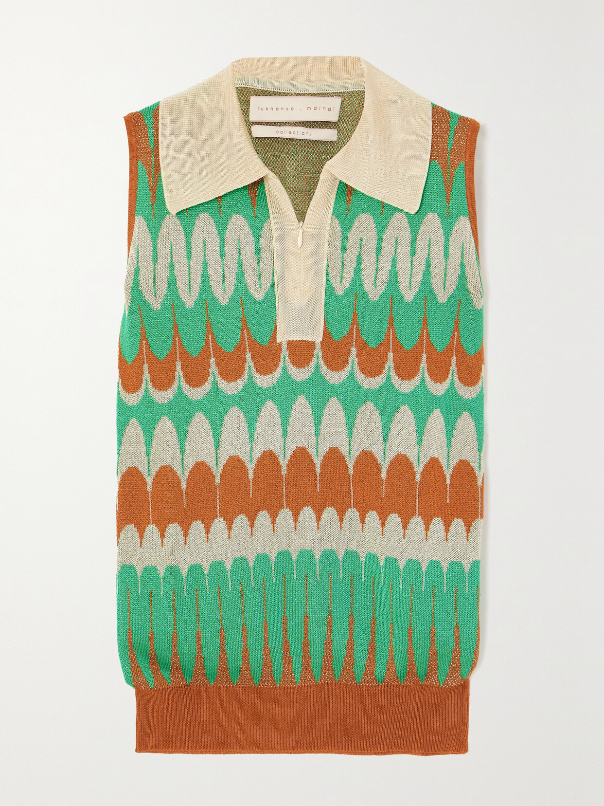 Lukhanyo Mdingi Metallic Jacquard-knit Polo Shirt - Green