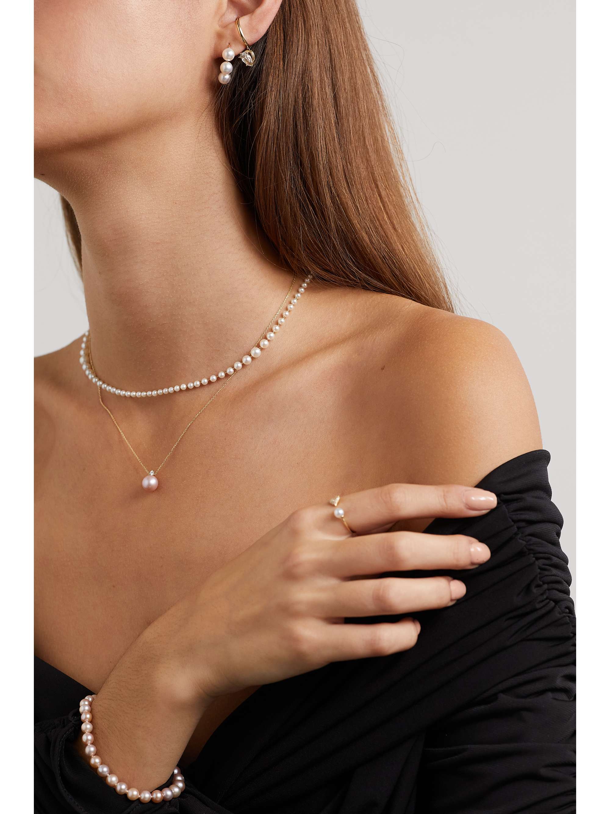 MIZUKI 14-karat gold, pearl and diamond necklace