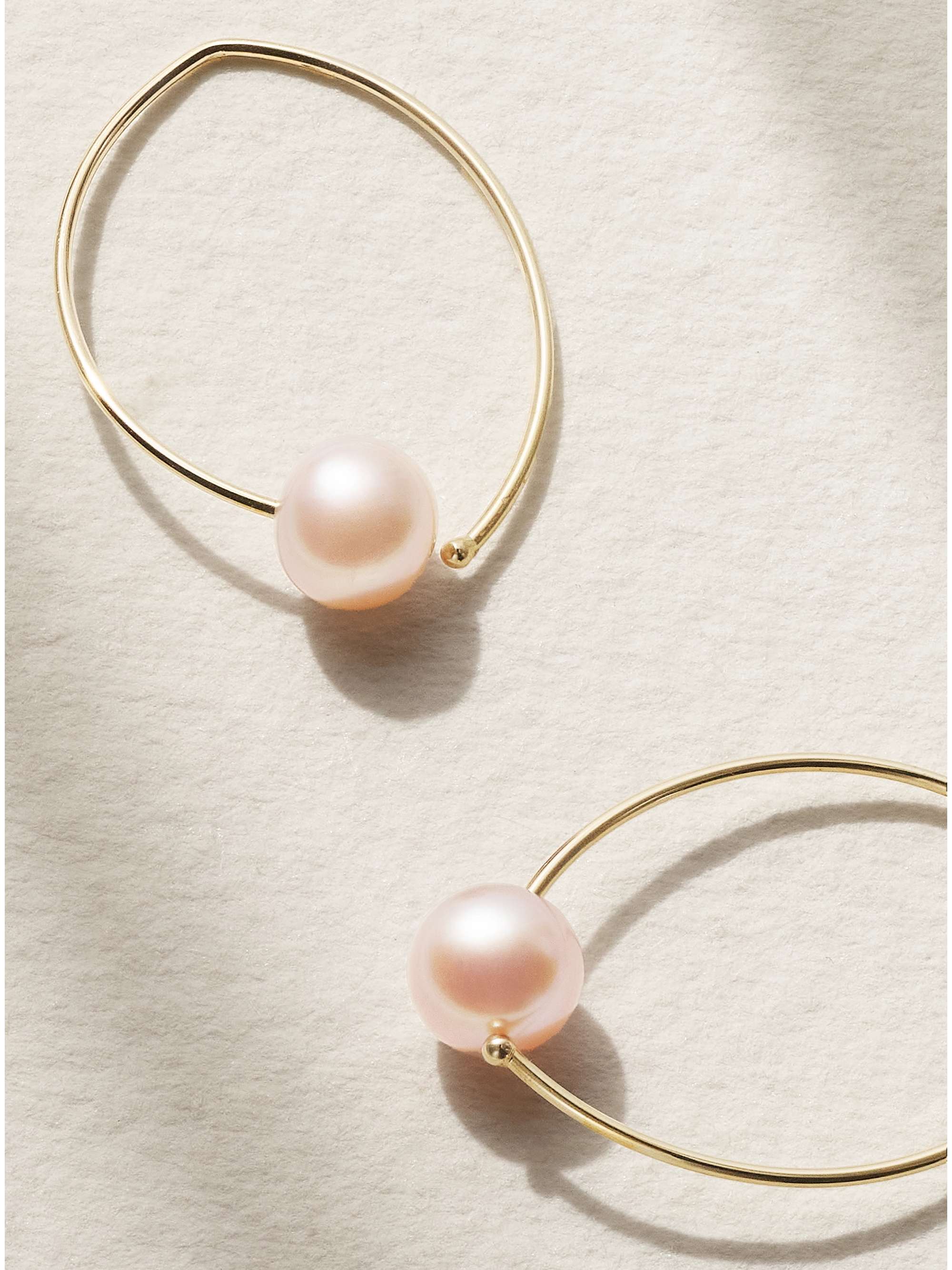 MIZUKI 14-karat gold pearl hoop earrings