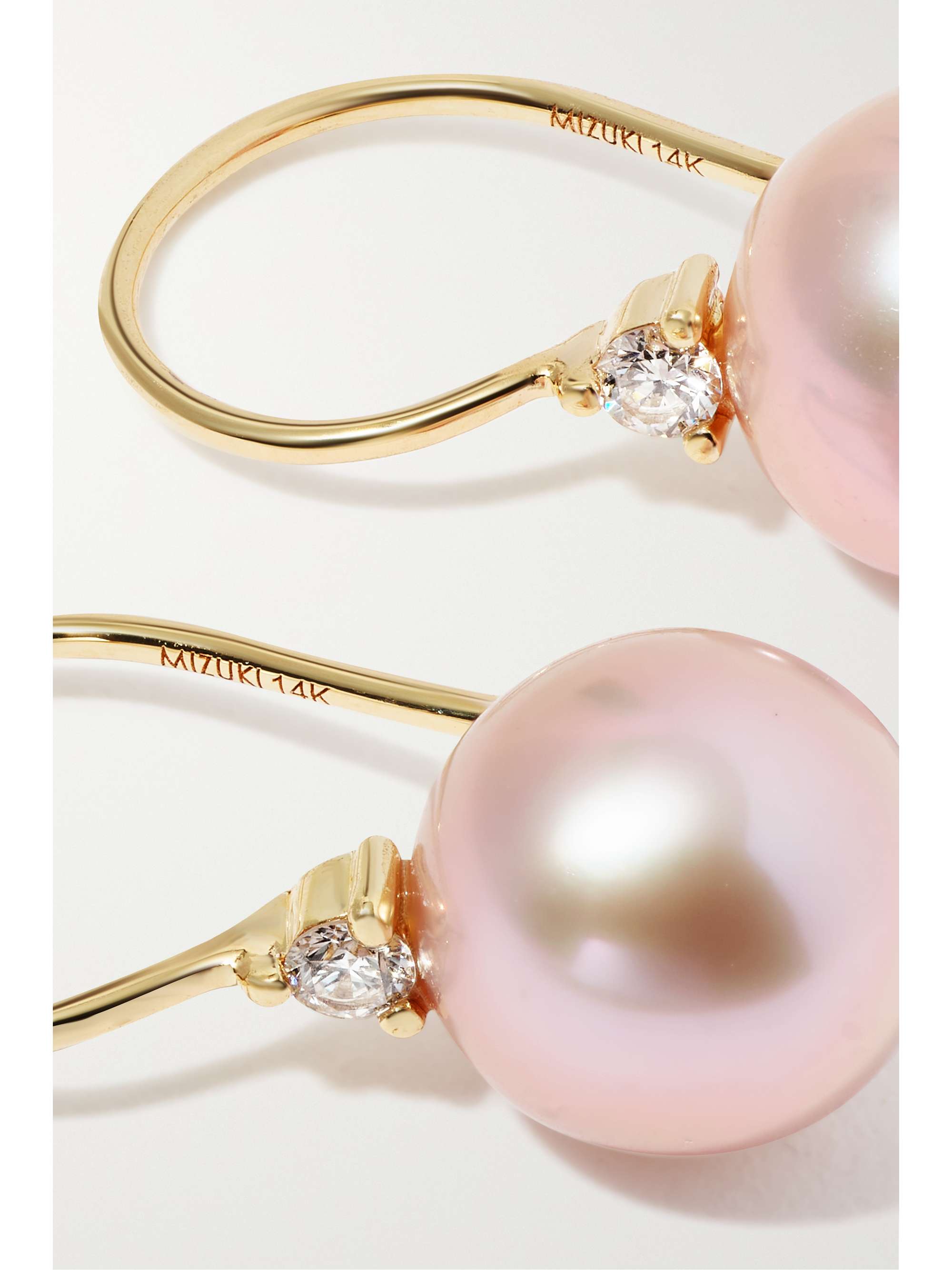 MIZUKI 14-karat gold, pearl and diamond earrings