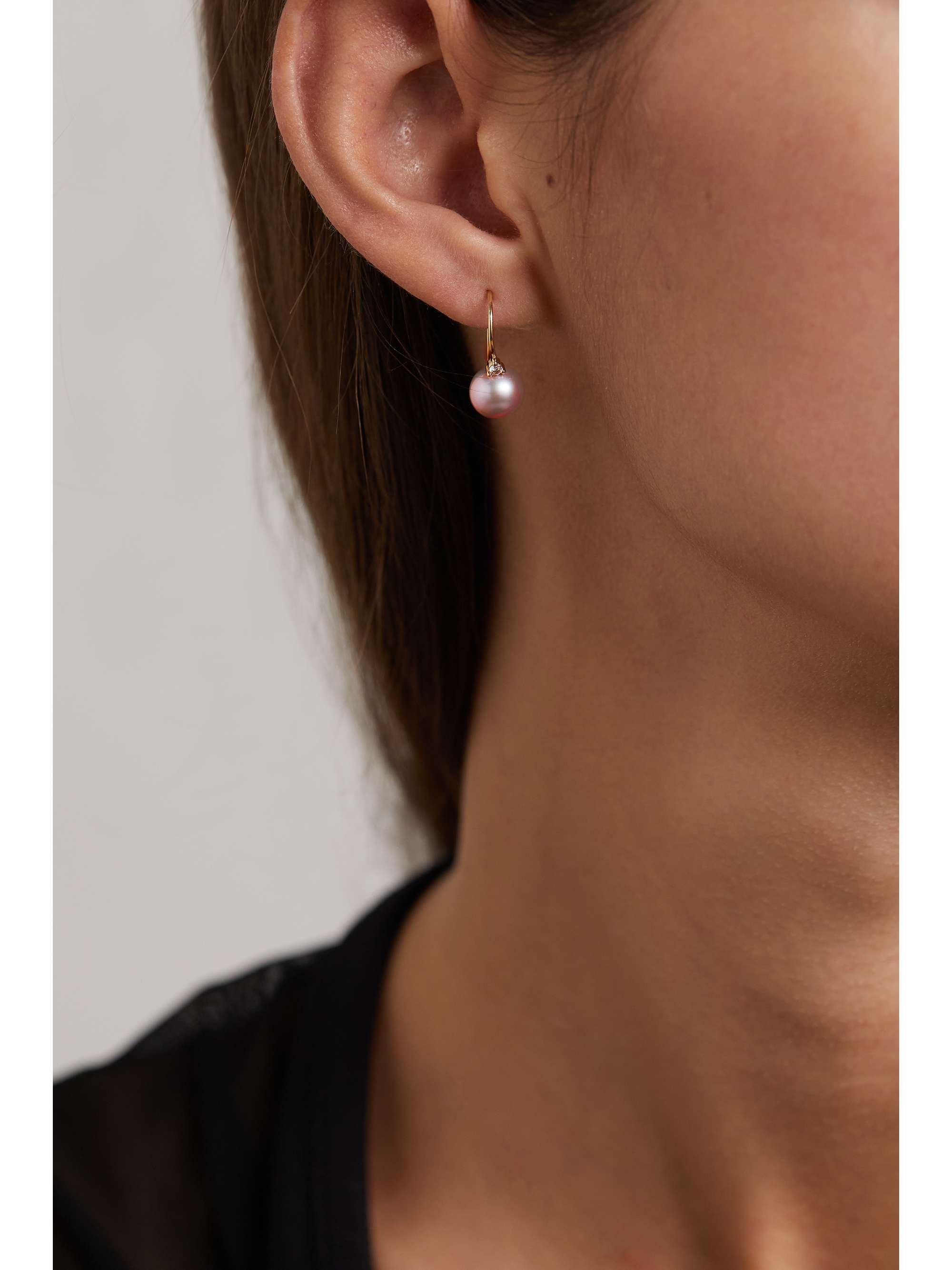 MIZUKI 14-karat gold, pearl and diamond earrings