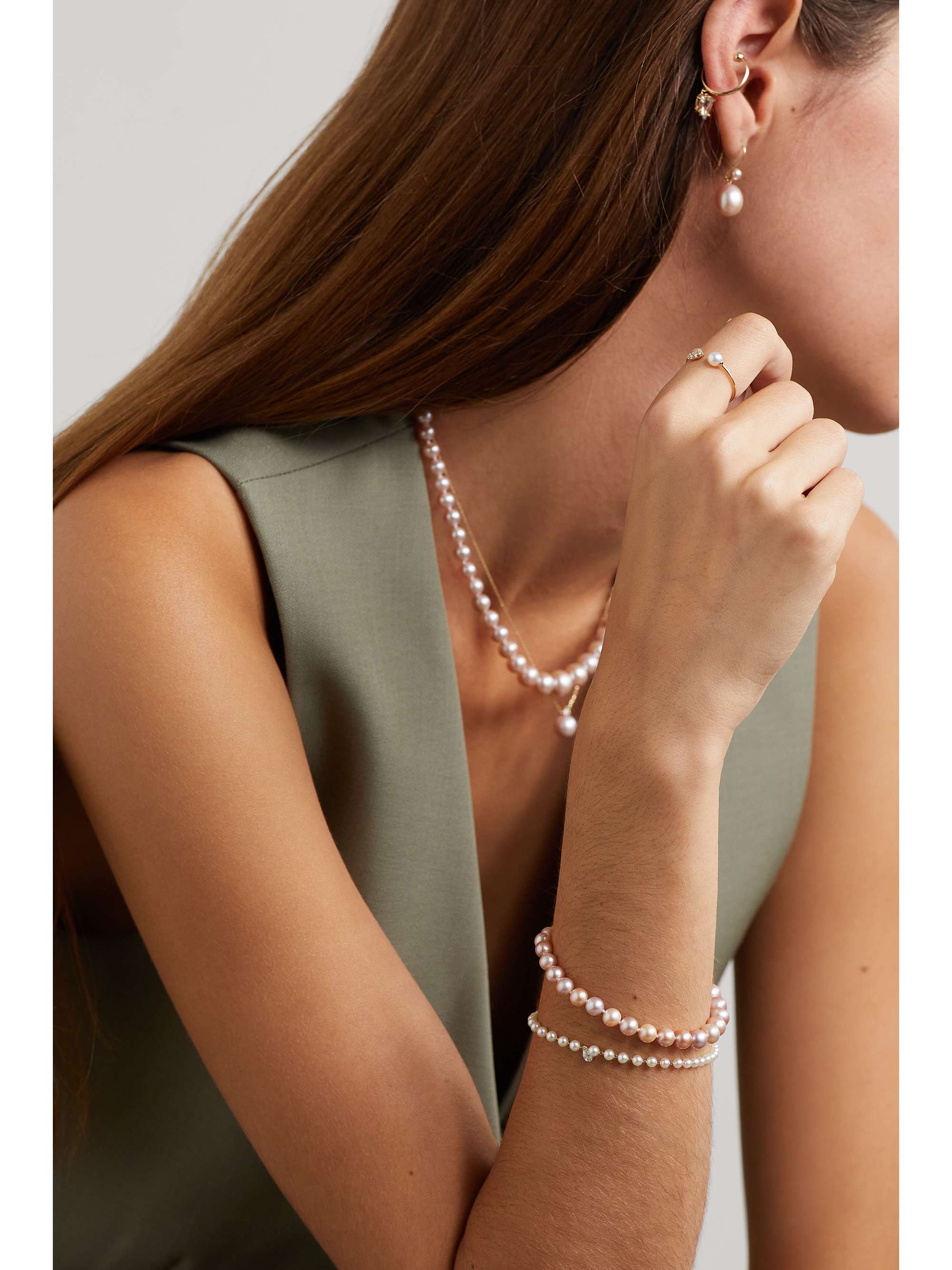 MIZUKI 14-karat gold pearl bracelet