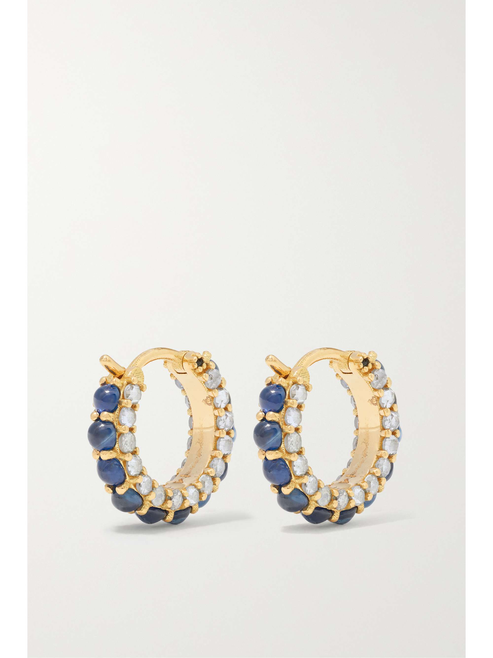 ILEANA MAKRI Streamflow 18-karat gold, sapphire and diamond hoop earrings