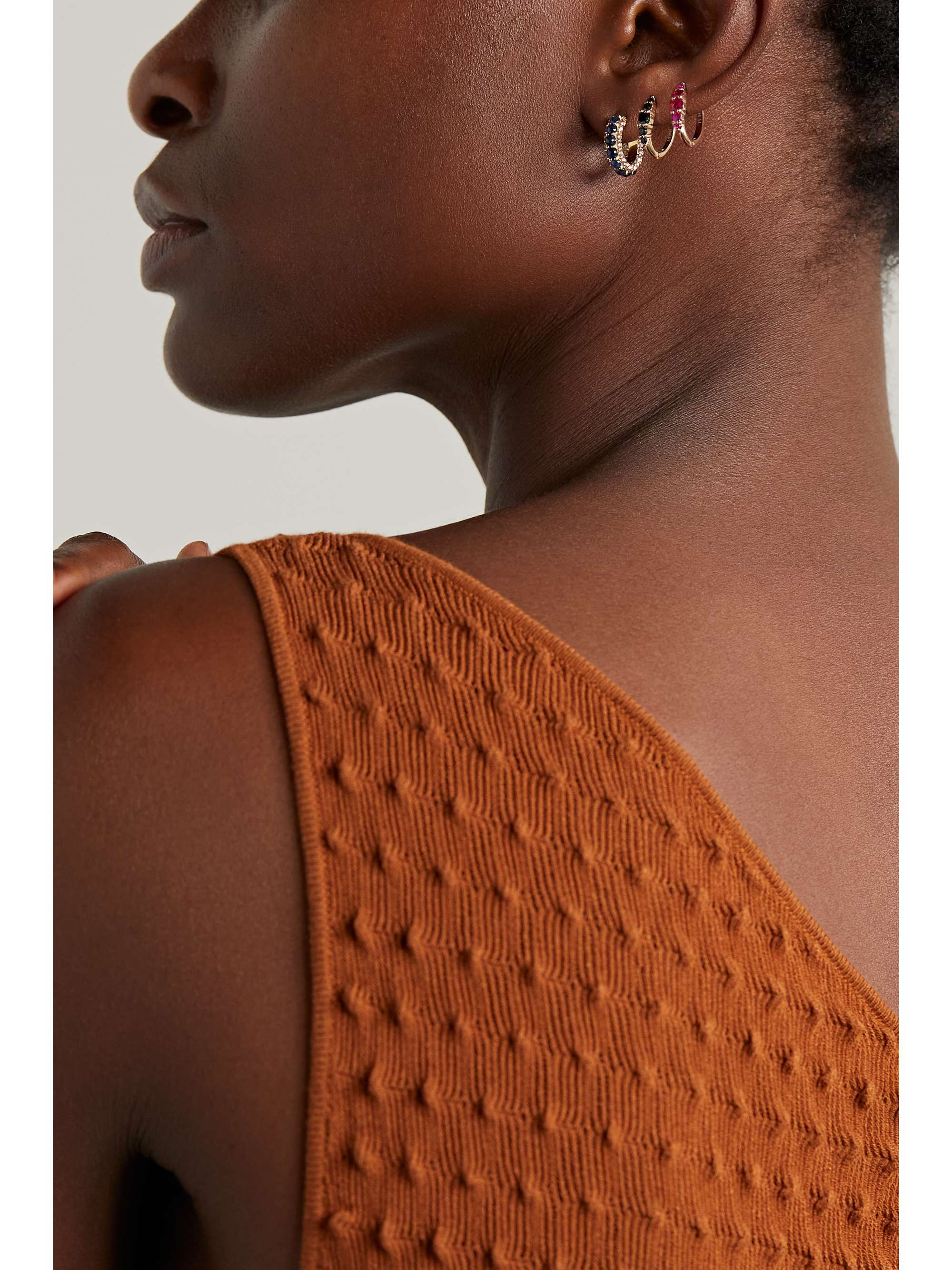 ILEANA MAKRI Streamflow 18-karat gold, sapphire and diamond hoop earrings