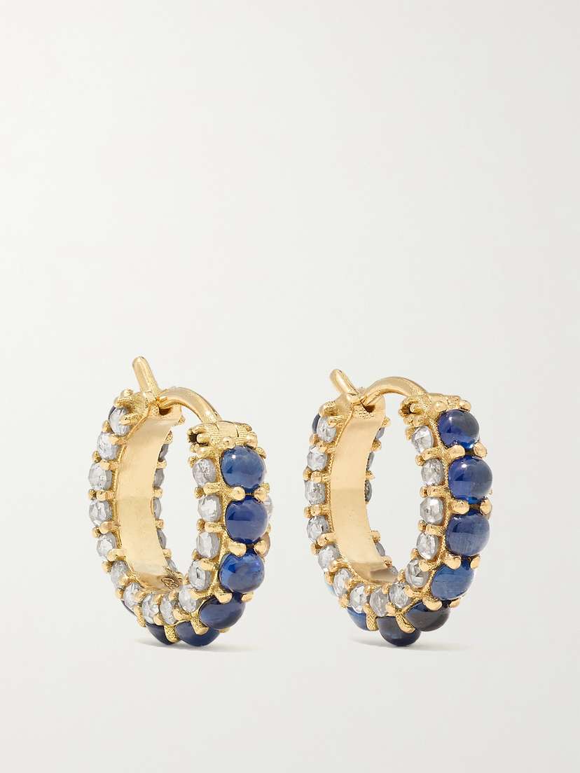 Ileana Makri Streamflow 18-karat Gold, Sapphire And Diamond Hoop Earrings