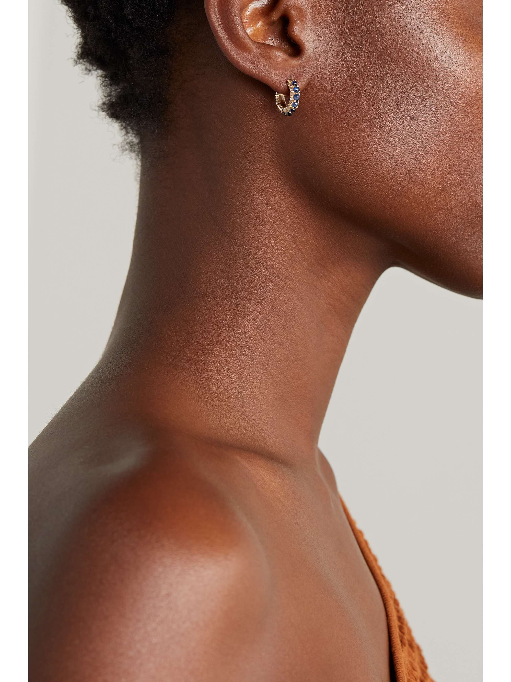 ILEANA MAKRI Streamflow 18-karat gold, sapphire and diamond hoop earrings