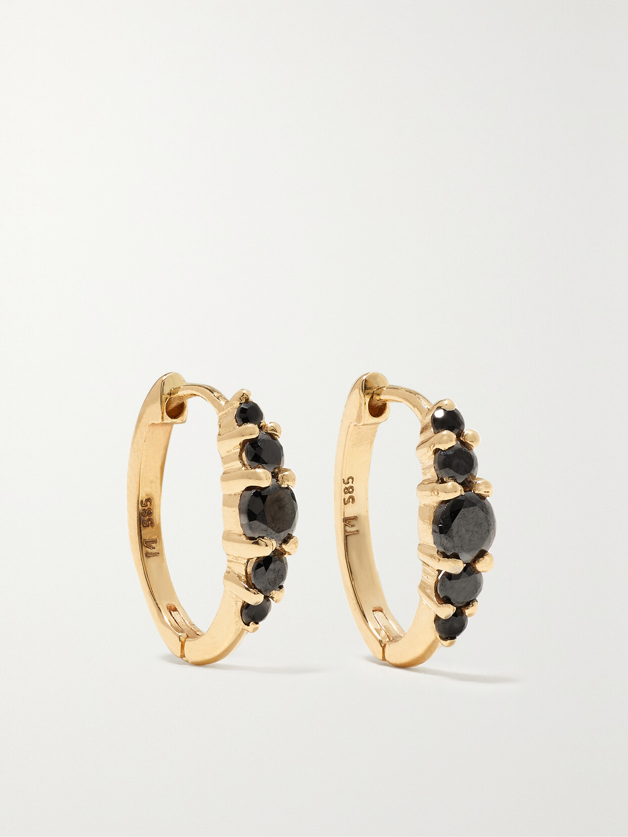 Ileana Makri - Rivulet Medium 18-karat Gold Diamond Hoop Earrings - Black