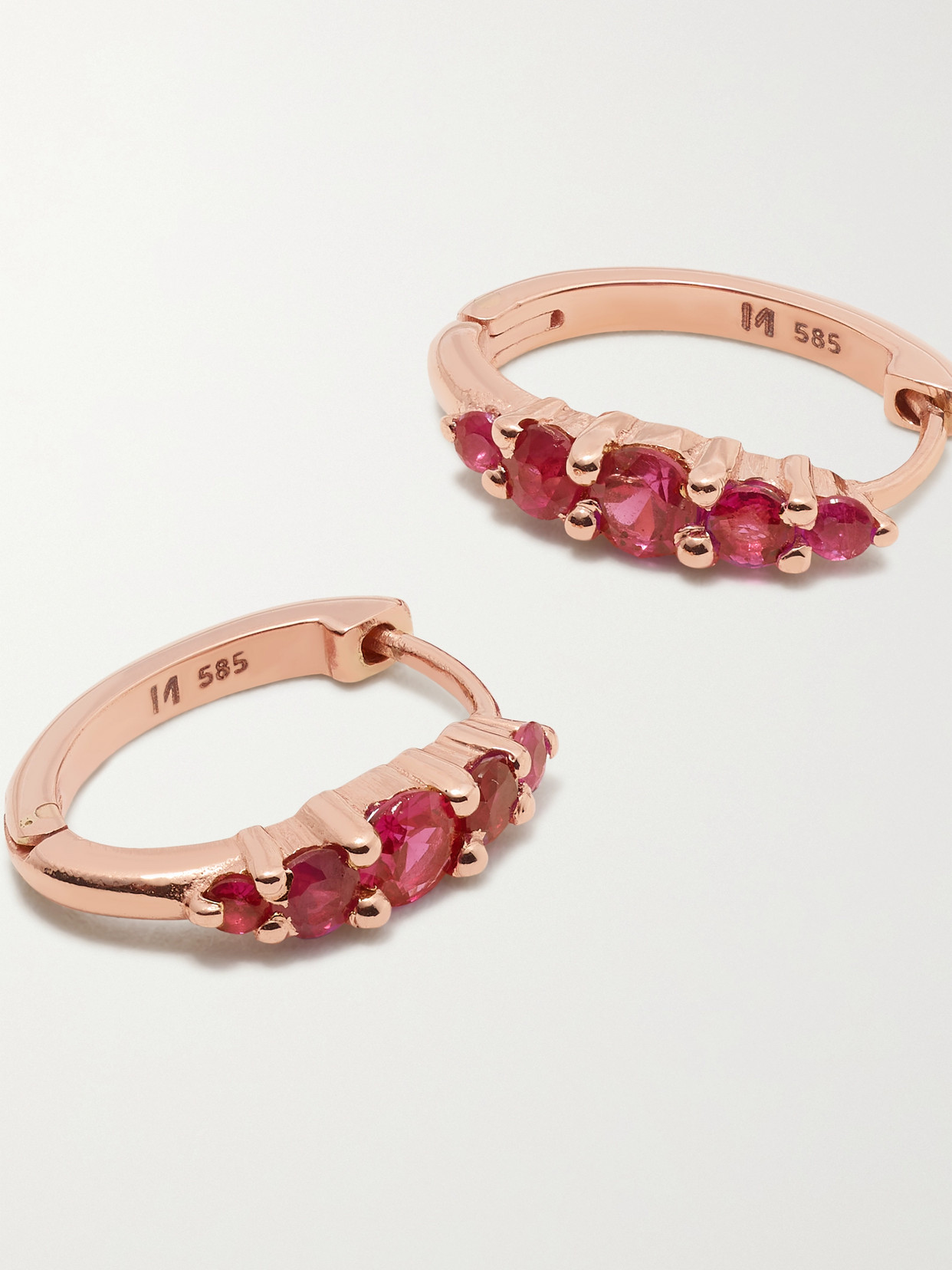 Ileana Makri Rivulet Medium 18-karat Rose Gold Ruby Hoop Earrings In Red