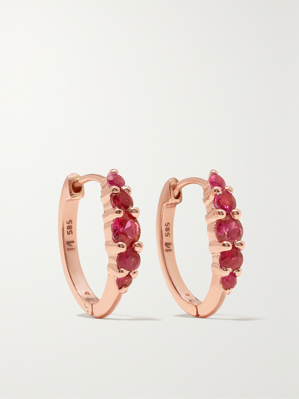 Ileana Makri - Rivulet Medium 18-karat Rose Gold Ruby Hoop Earrings - Red