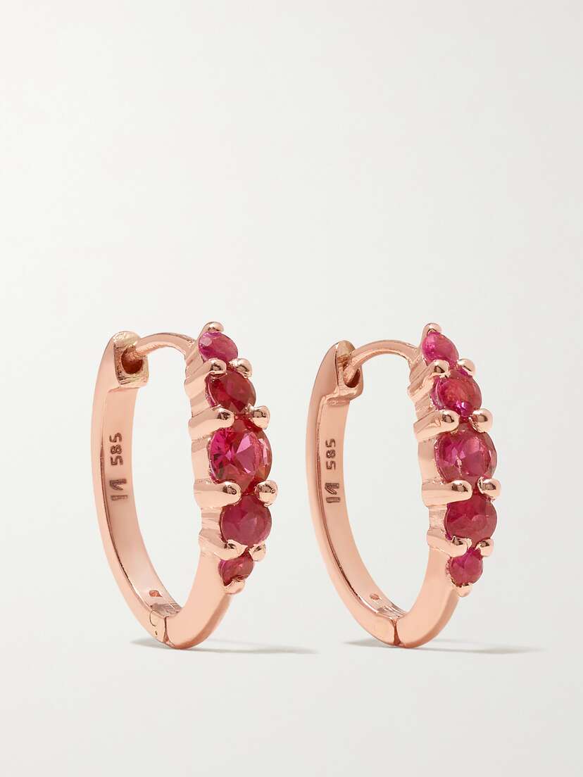 Ileana Makri Rivulet Medium 18-karat Rose Gold Ruby Hoop Earrings
