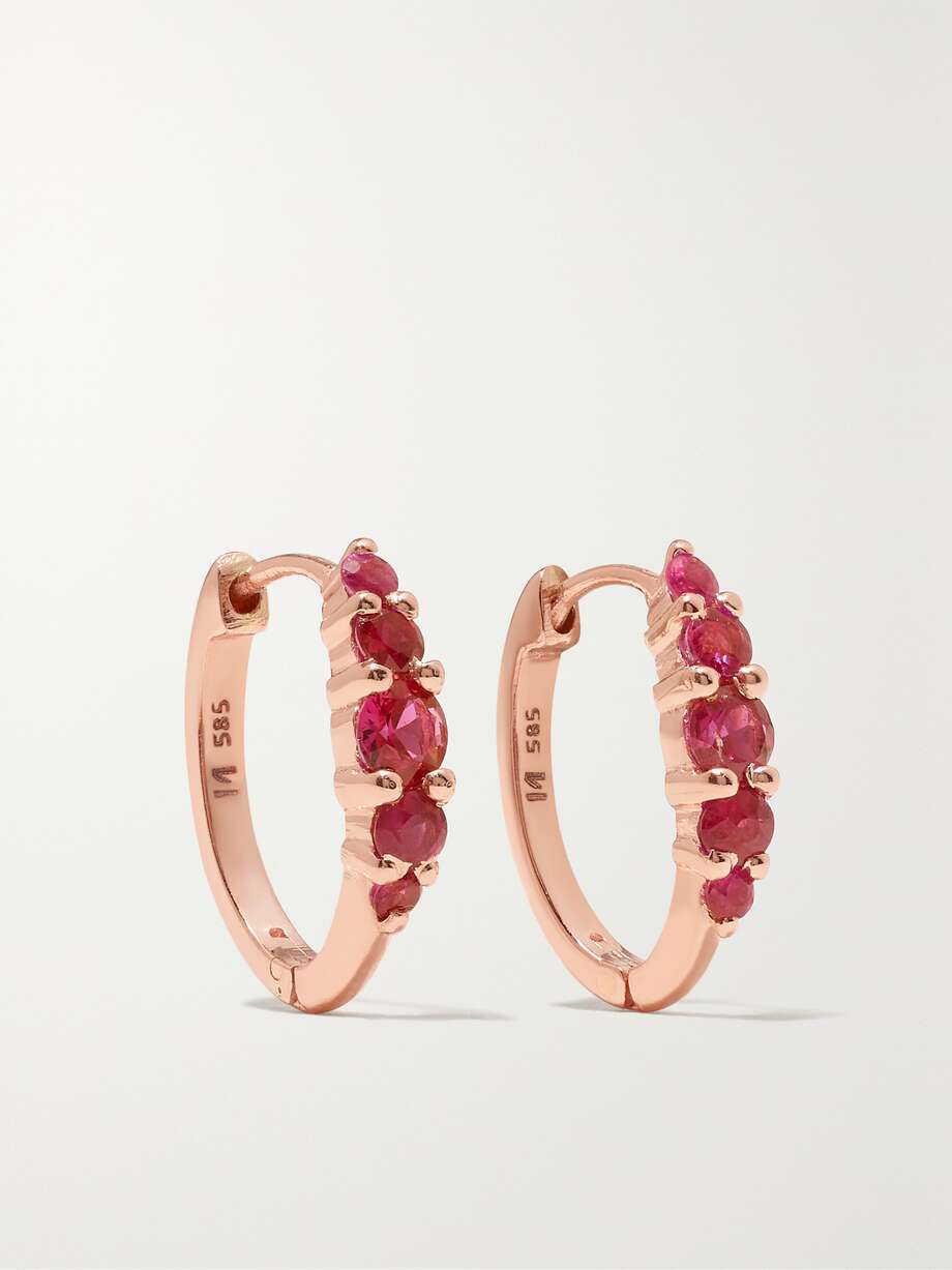 net-a-porter.com | Rivulet medium 18-karat rose gold ruby hoop earrings