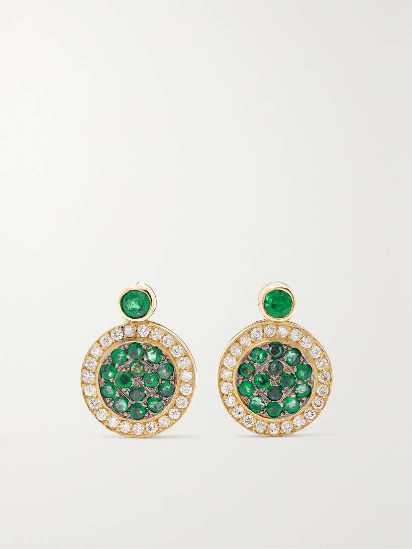 Ileana Makri Diran 18-karat Gold, Emerald And Diamond Earrings