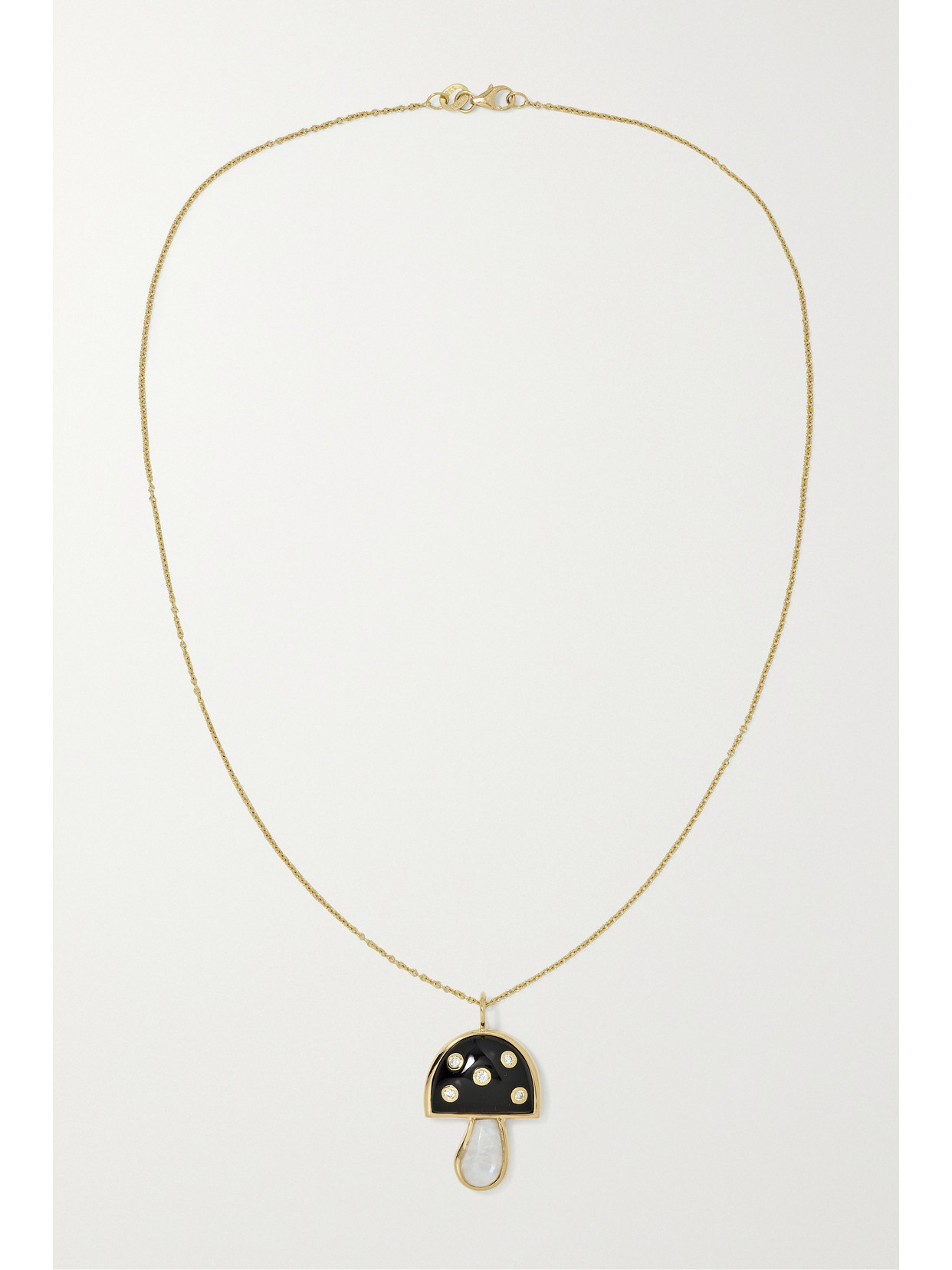 Shop Brent Neale Small Mushroom 18-karat Gold Multi-stone Necklace