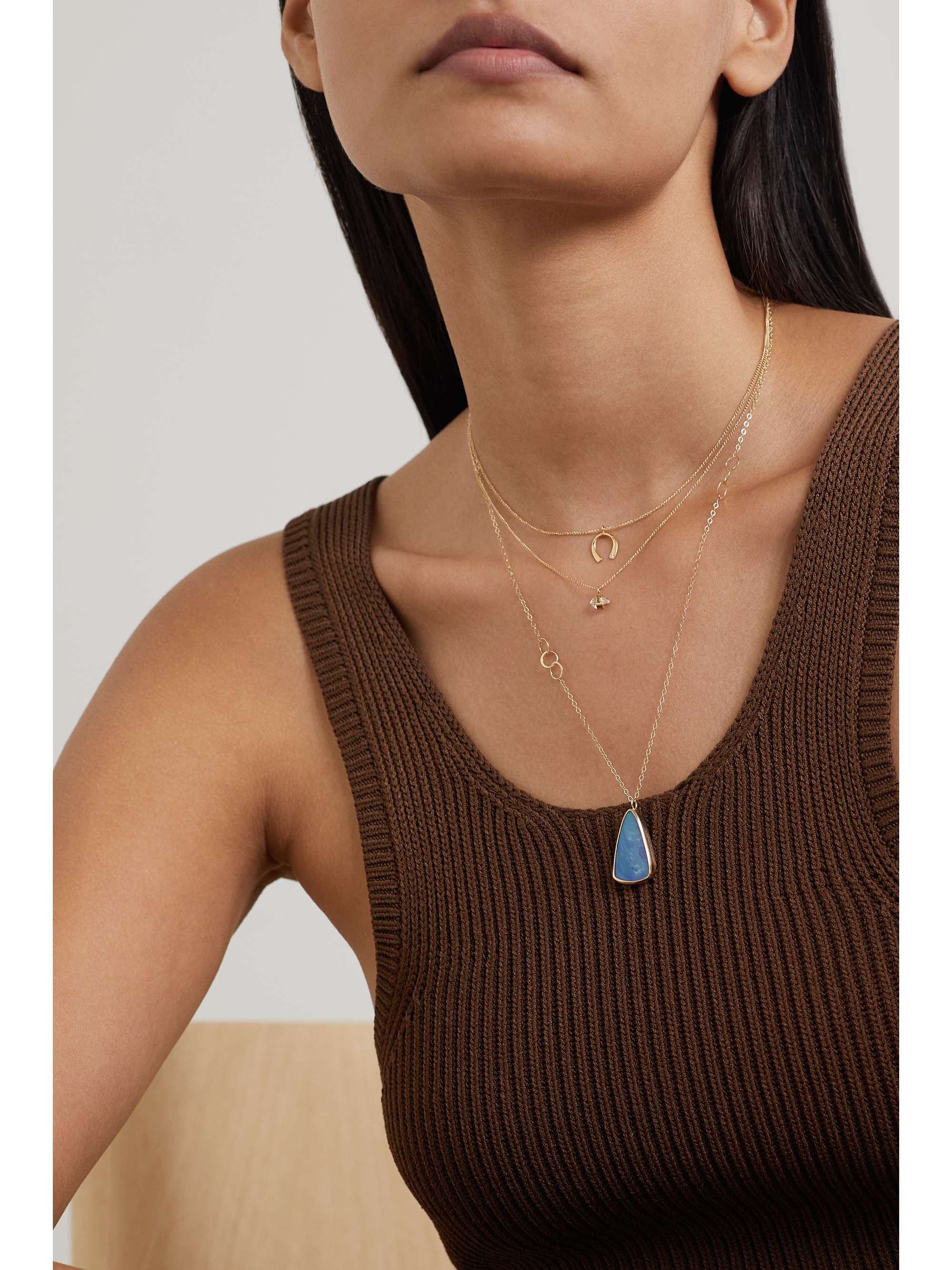 14-karat recycled gold opal necklace