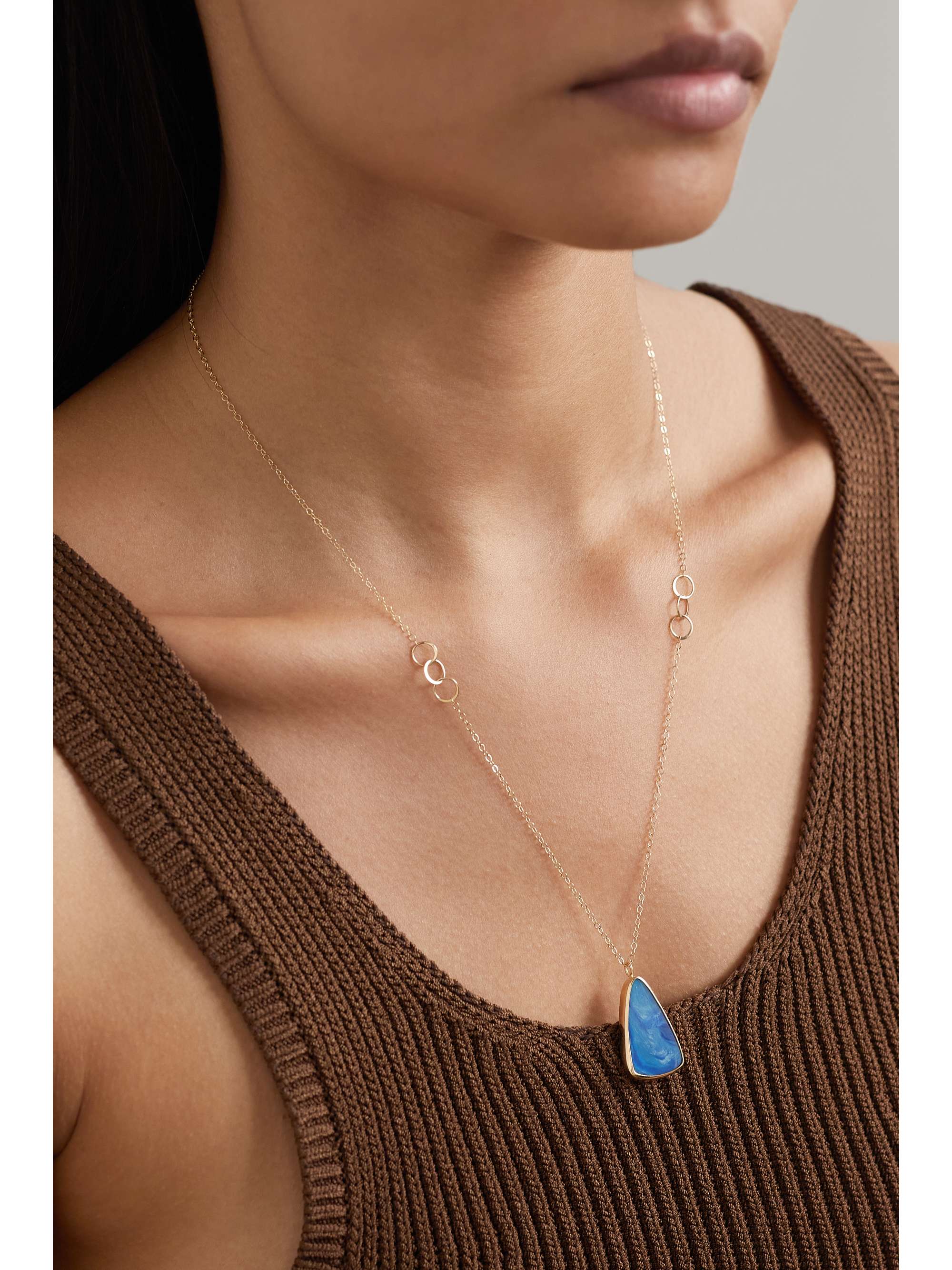 14-karat recycled gold opal necklace