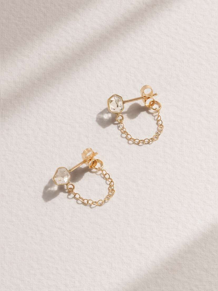 Melissa Joy Manning 14-karat Recycled Gold Herkimer Diamond Earrings