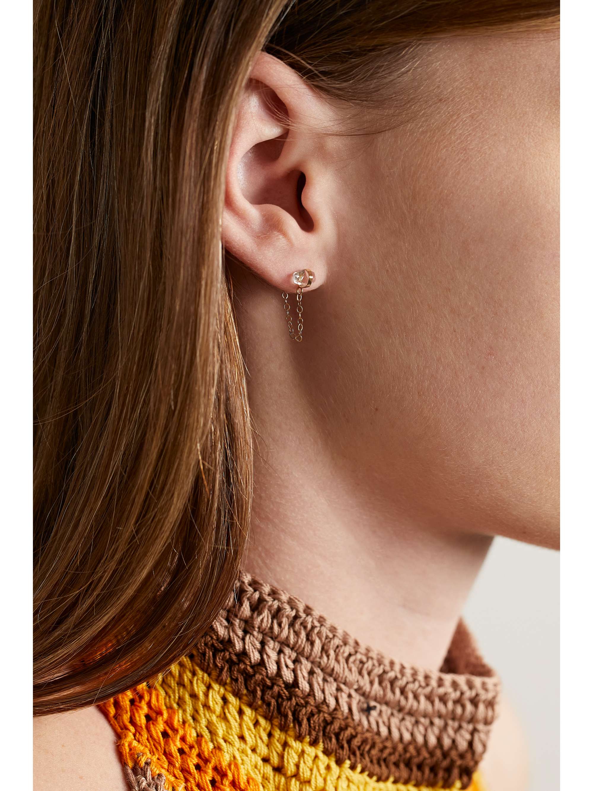14 karat recycled gold Herkimer diamond earrings