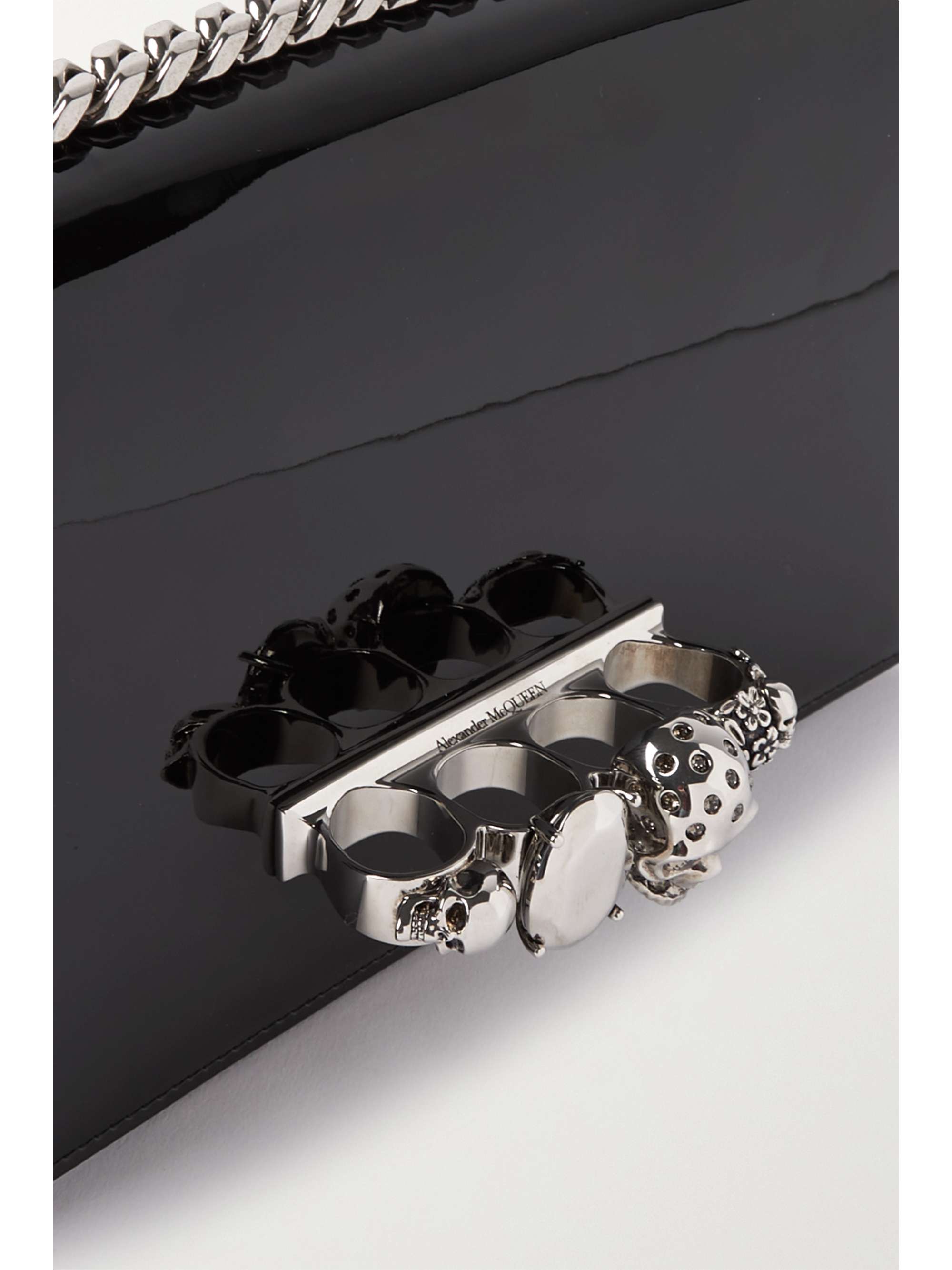 MCQUEEN Embellished patent-leather shoulder bag