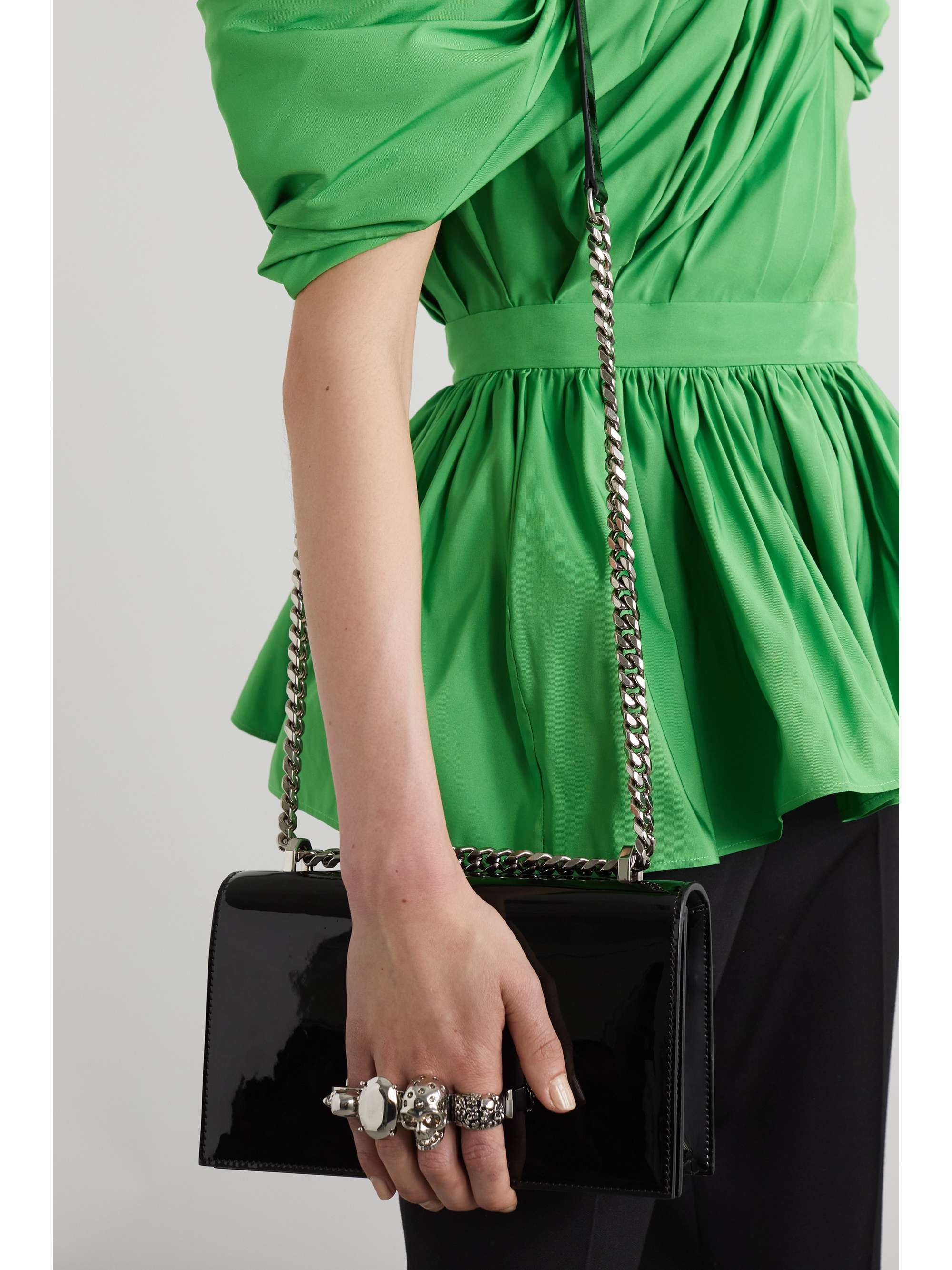 MCQUEEN Embellished patent-leather shoulder bag