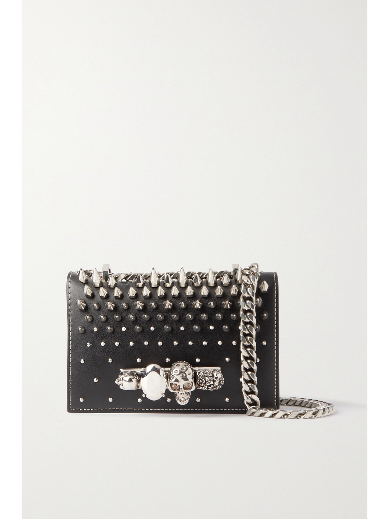 Alexander McQueen - Embellished Leather Shoulder Bag - Black