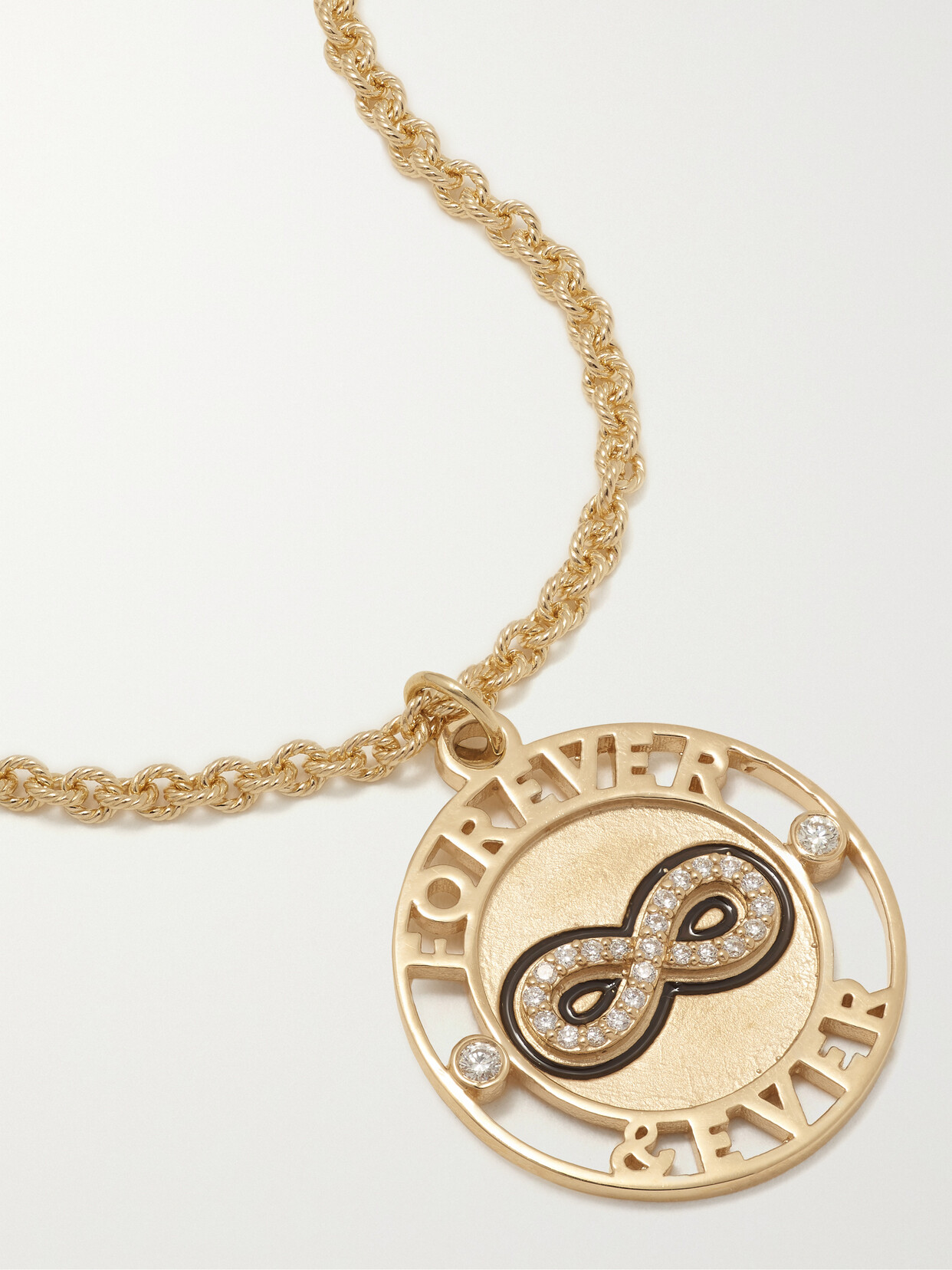 Alison Lou Forever & Ever 14-karat Gold, Enamel And Diamond Necklace