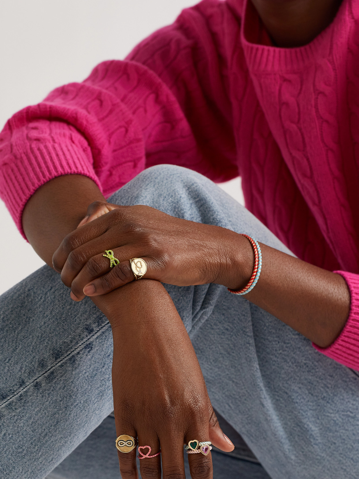 Alison Lou Streamer 14-karat Gold And Enamel Ring In Gold