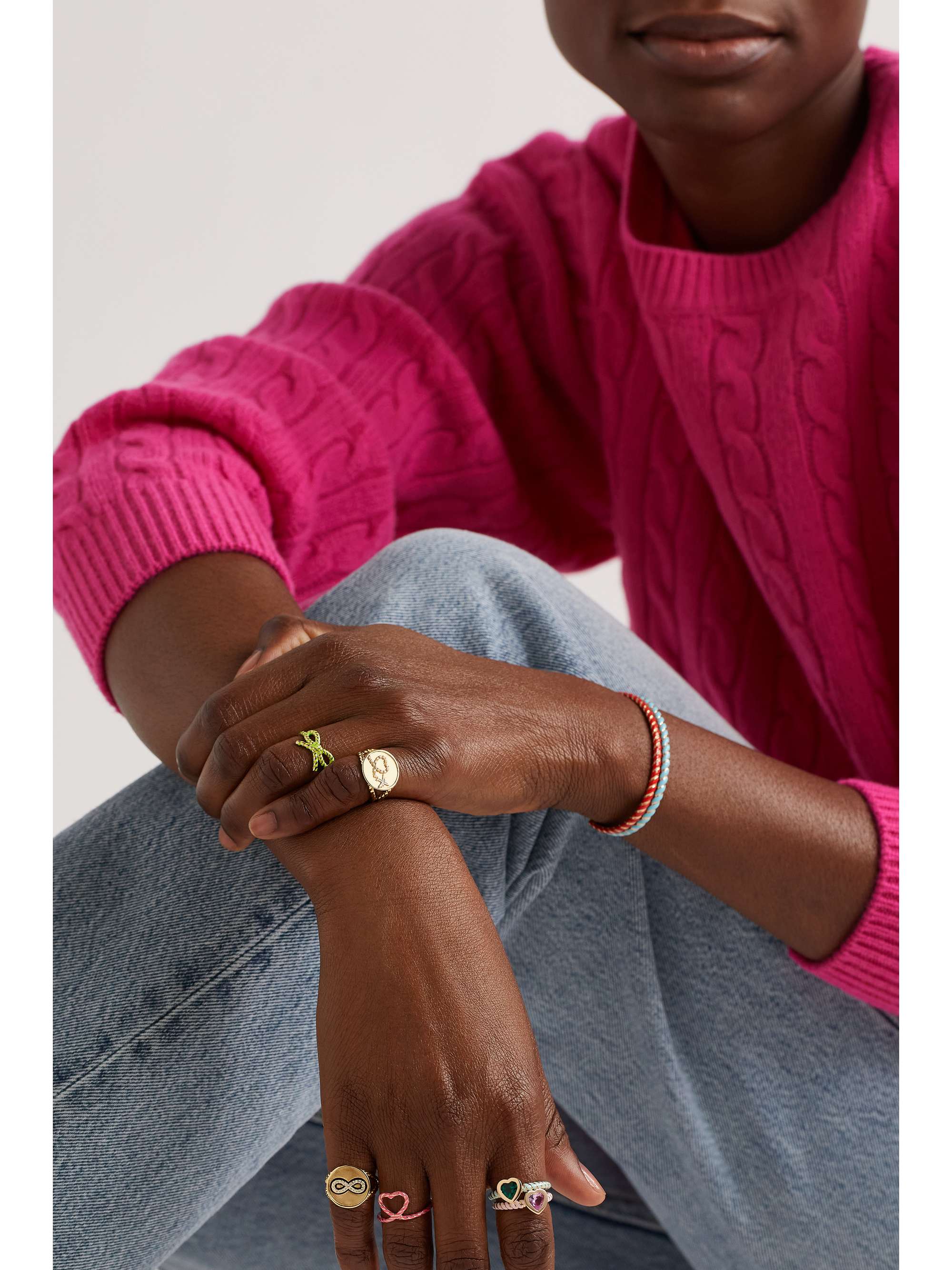 ALISON LOU Streamer 14-karat gold and enamel ring