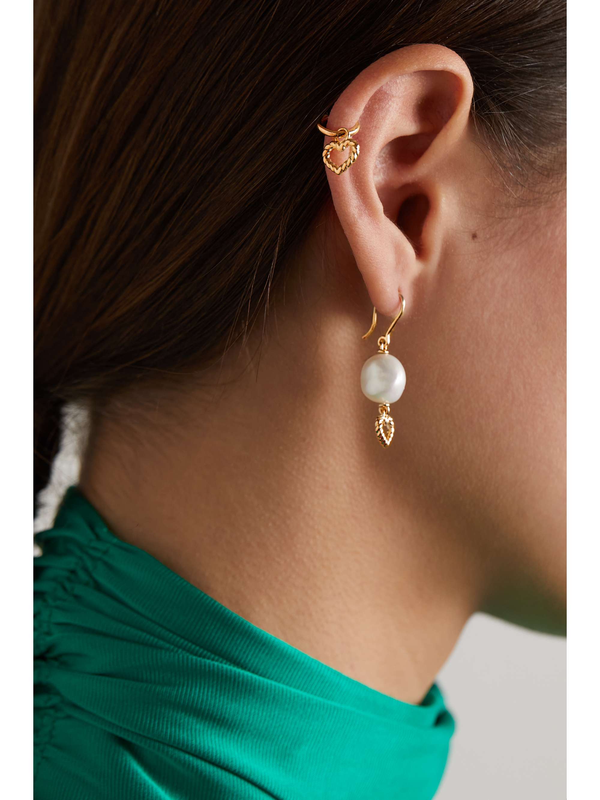 ALISON LOU Heart Streamer 14-karat gold single hoop earring