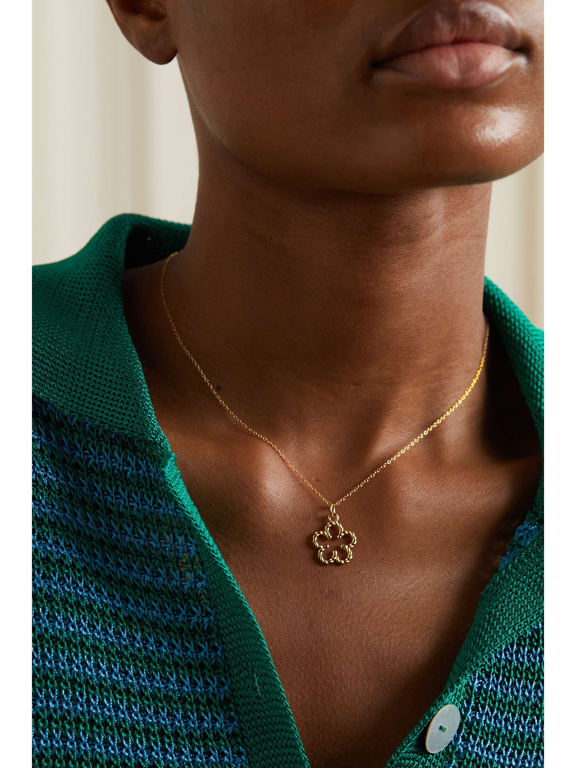 ALISON LOU Flower Streamer 14-karat gold necklace