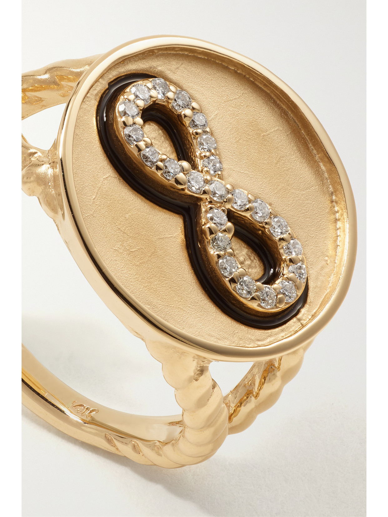 Shop Alison Lou Forever 14-karat Gold, Diamond And Enamel Signet Ring