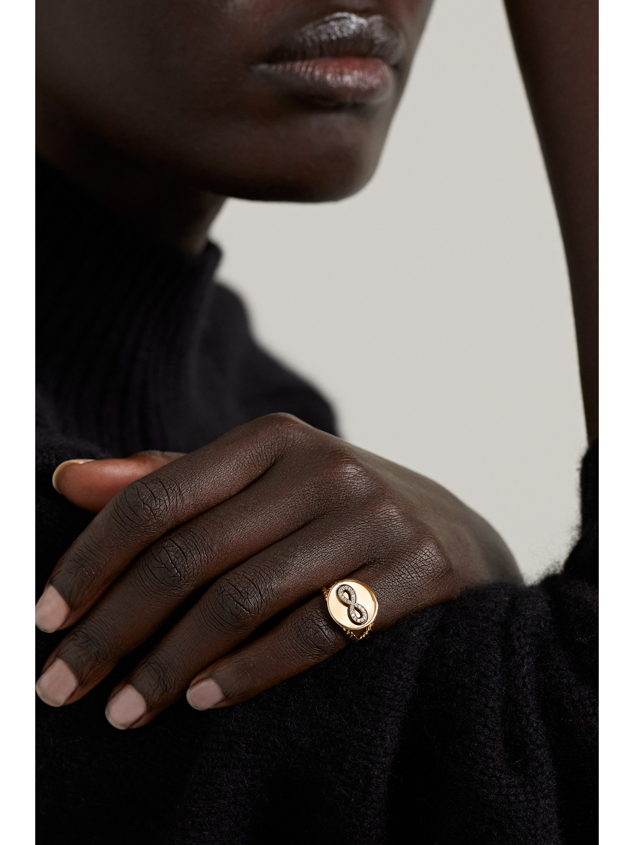 Shop Alison Lou Forever 14-karat Gold, Diamond And Enamel Signet Ring